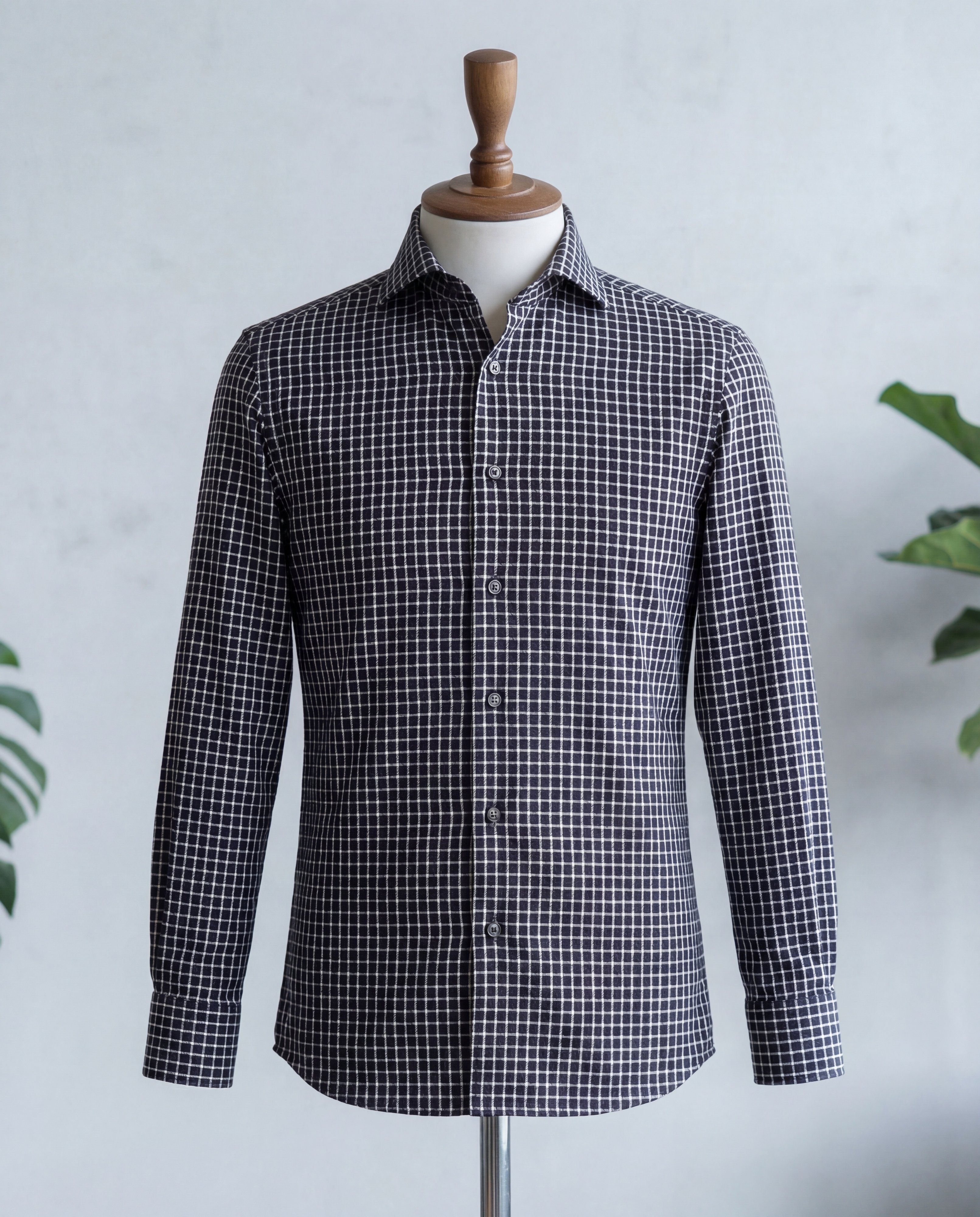 Black Graph Check Cotton Shirt - Additional view 2