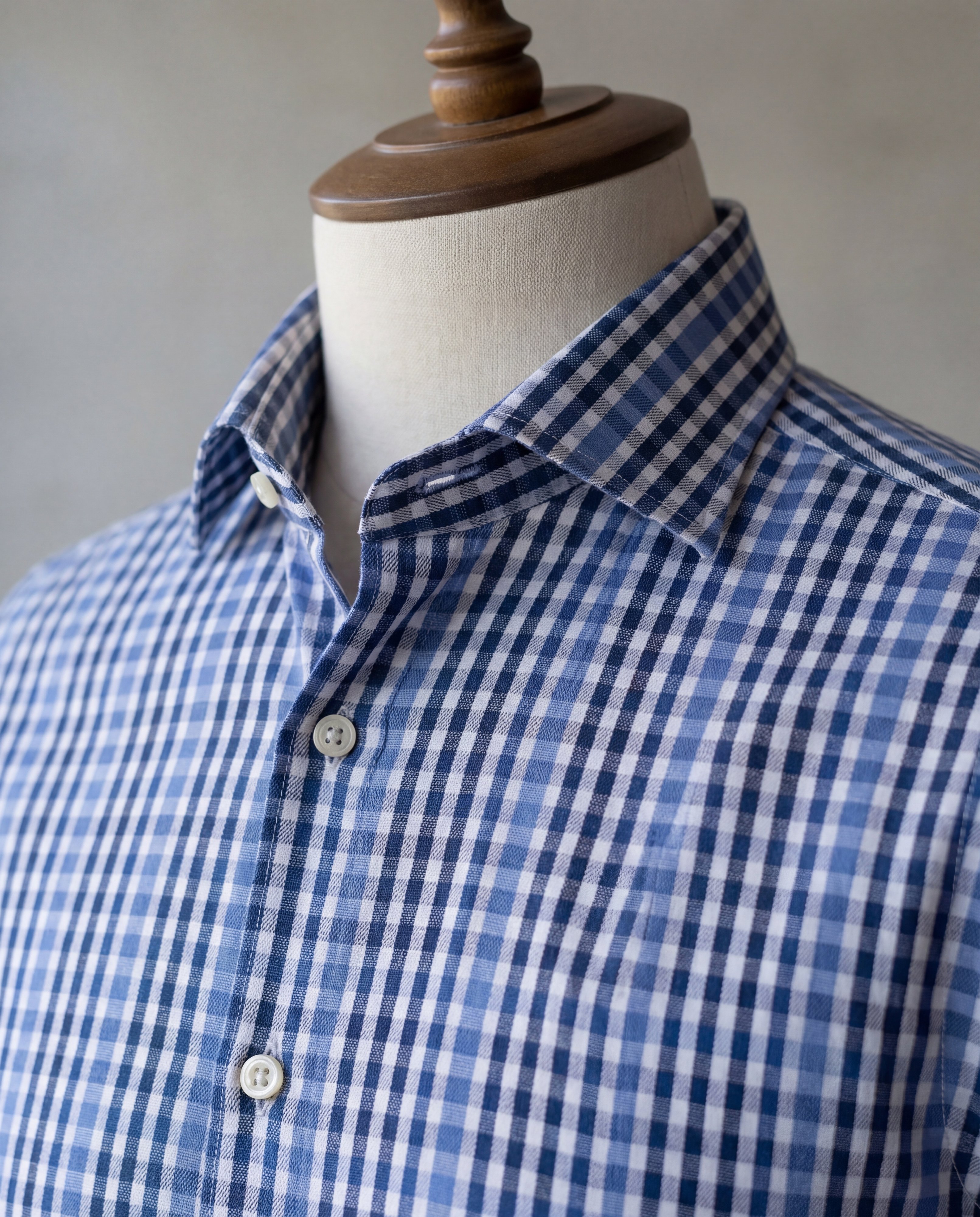 Blue Plaid Stripe Cotton Shirt - Additional view 1