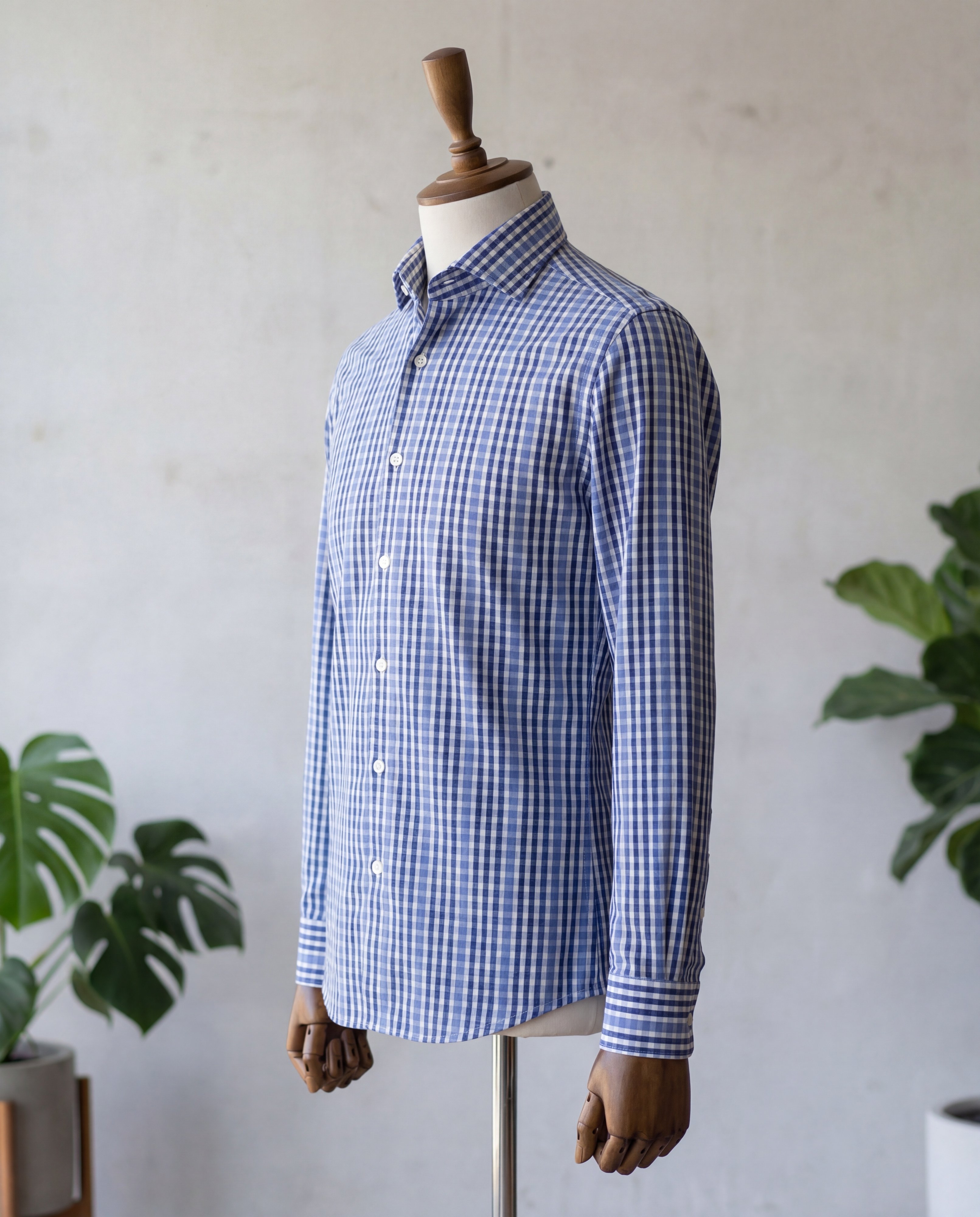Blue Plaid Stripe Cotton Shirt - Additional view 3