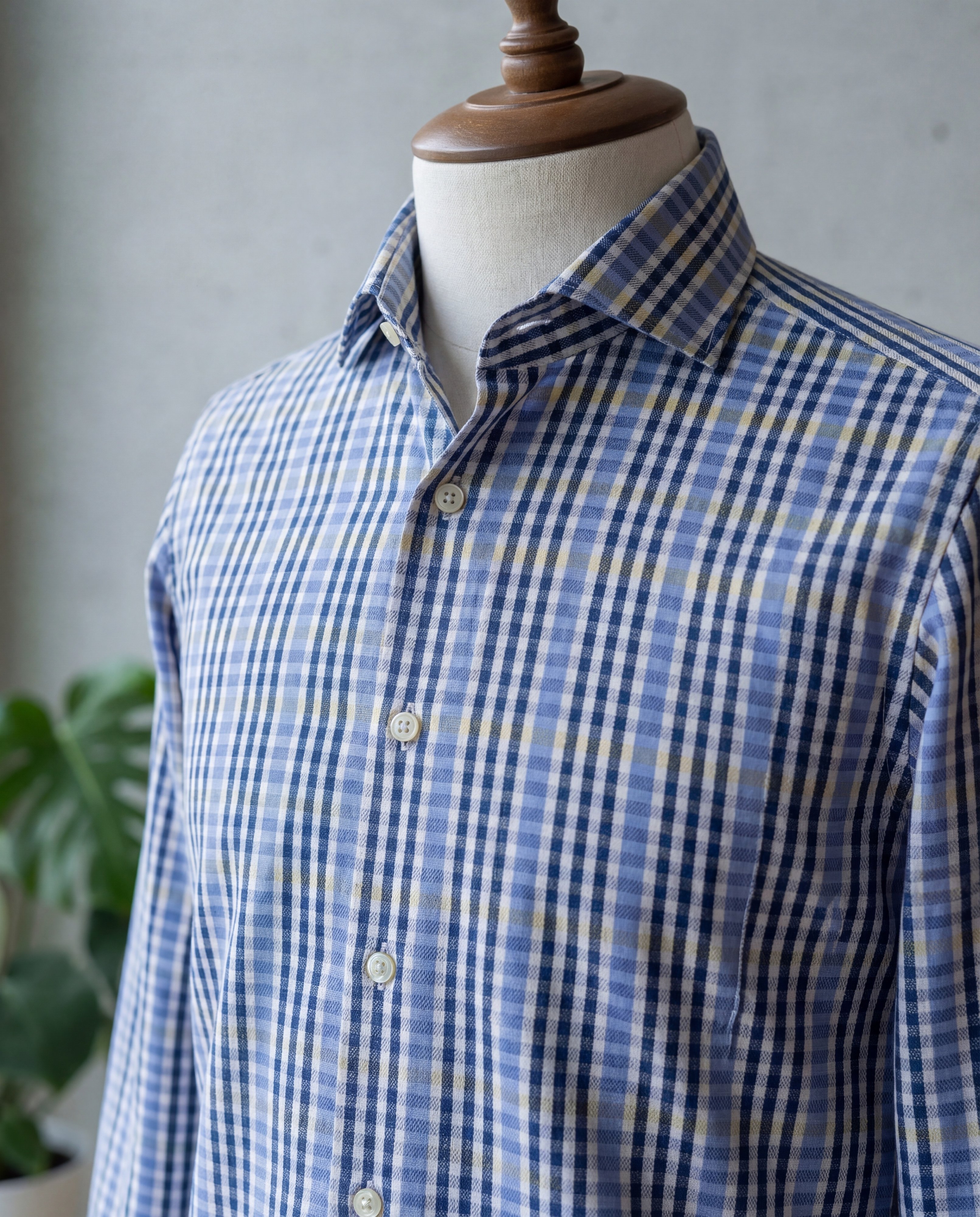 Yellow Plaid Stripe Cotton Shirt - Additional view 1