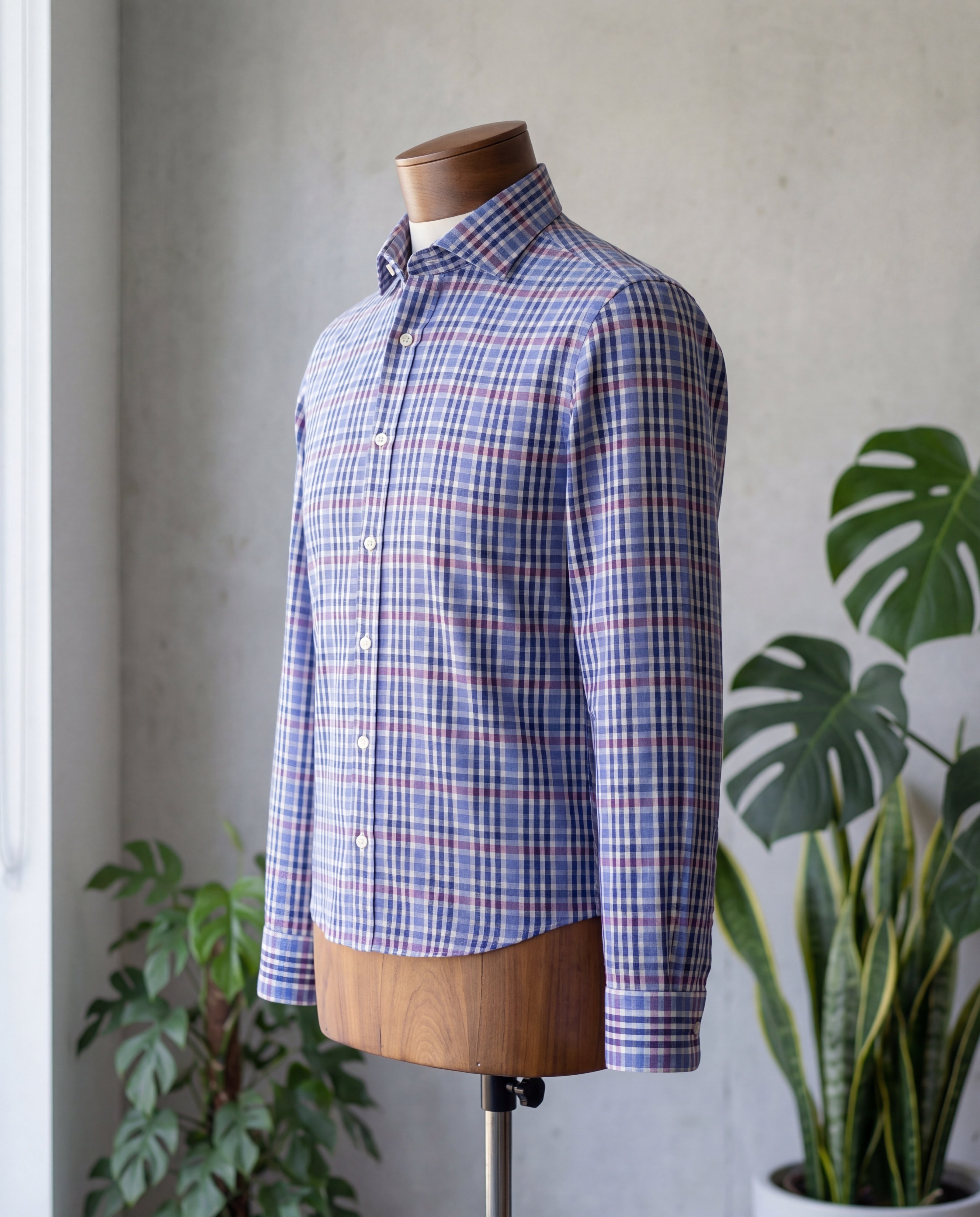 Red Plaid Stripe Cotton Shirt - Additional view 2