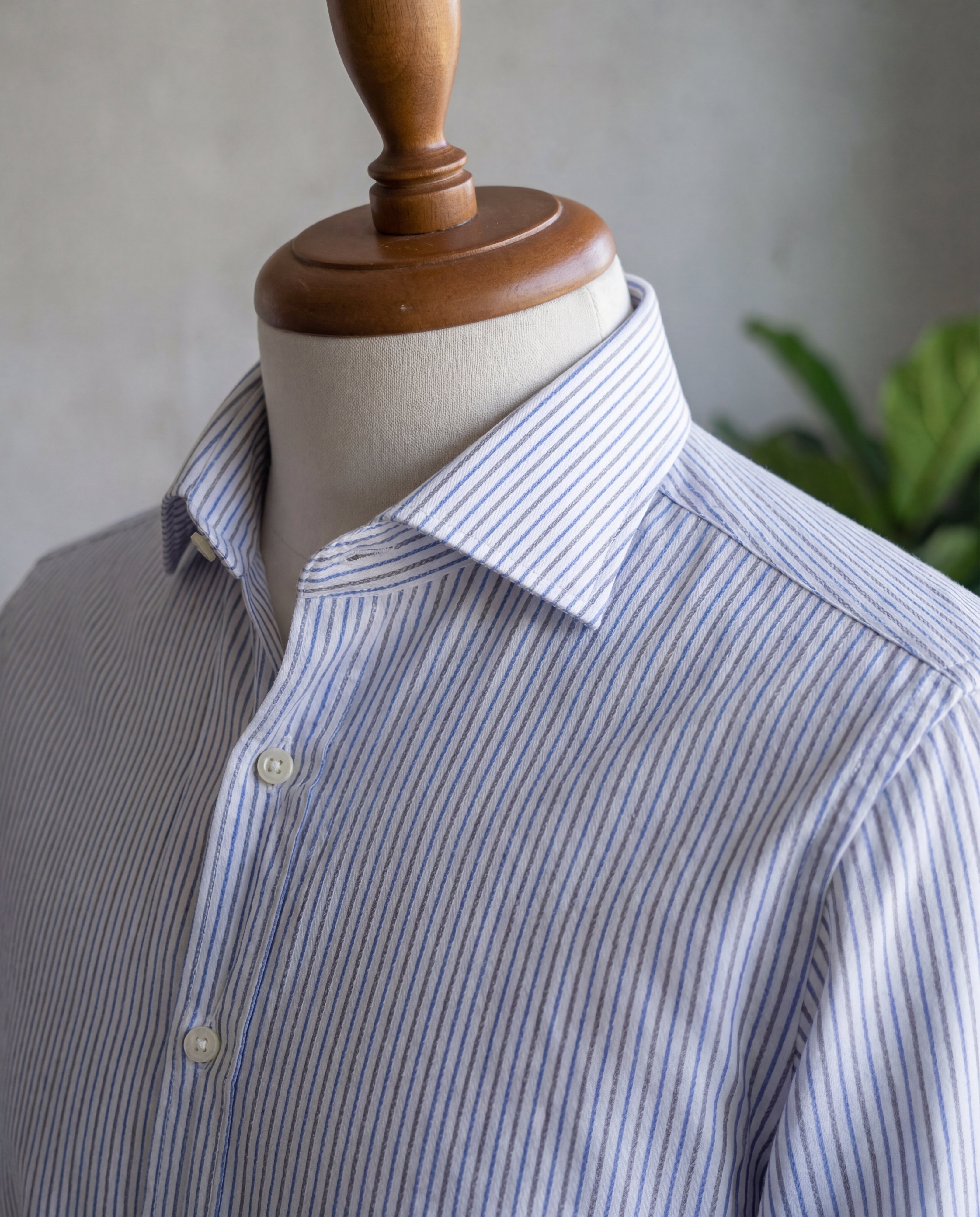 Grey Fine Multistripe Cotton Shirt - Additional view 2