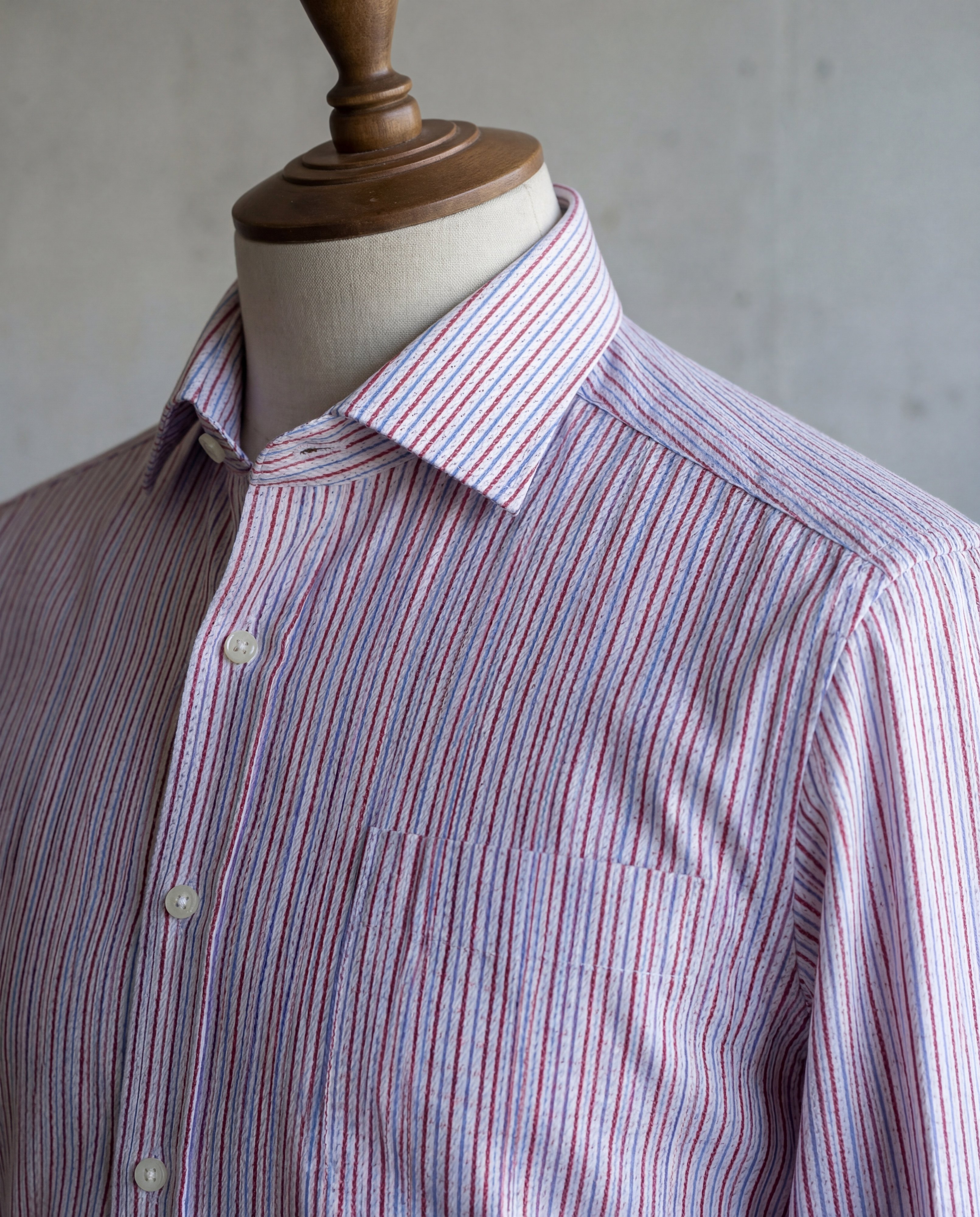 Red Fine Multistripe Cotton Shirt - Additional view 1
