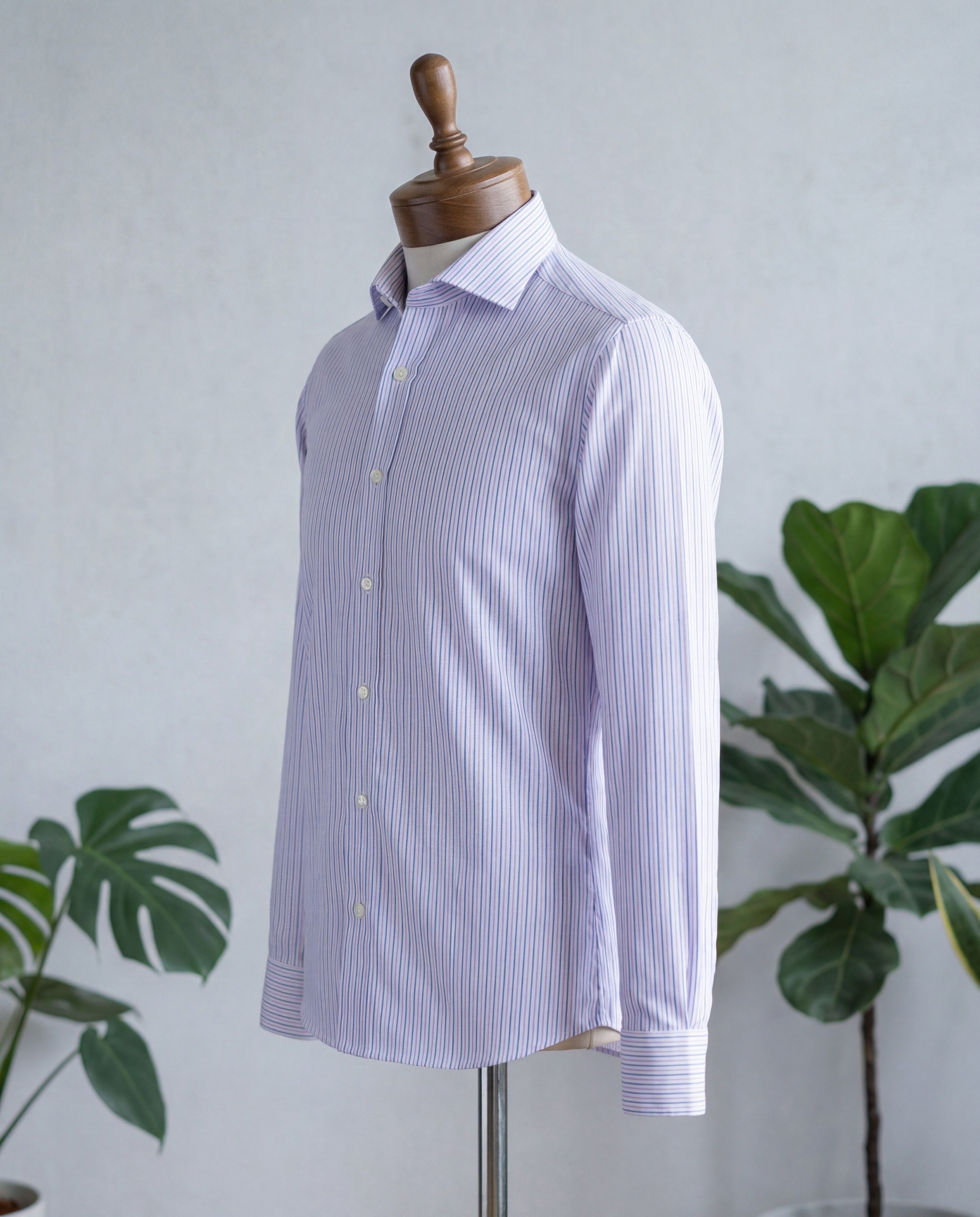 Purple Fine Multistripe Cotton Shirt - Additional view 1