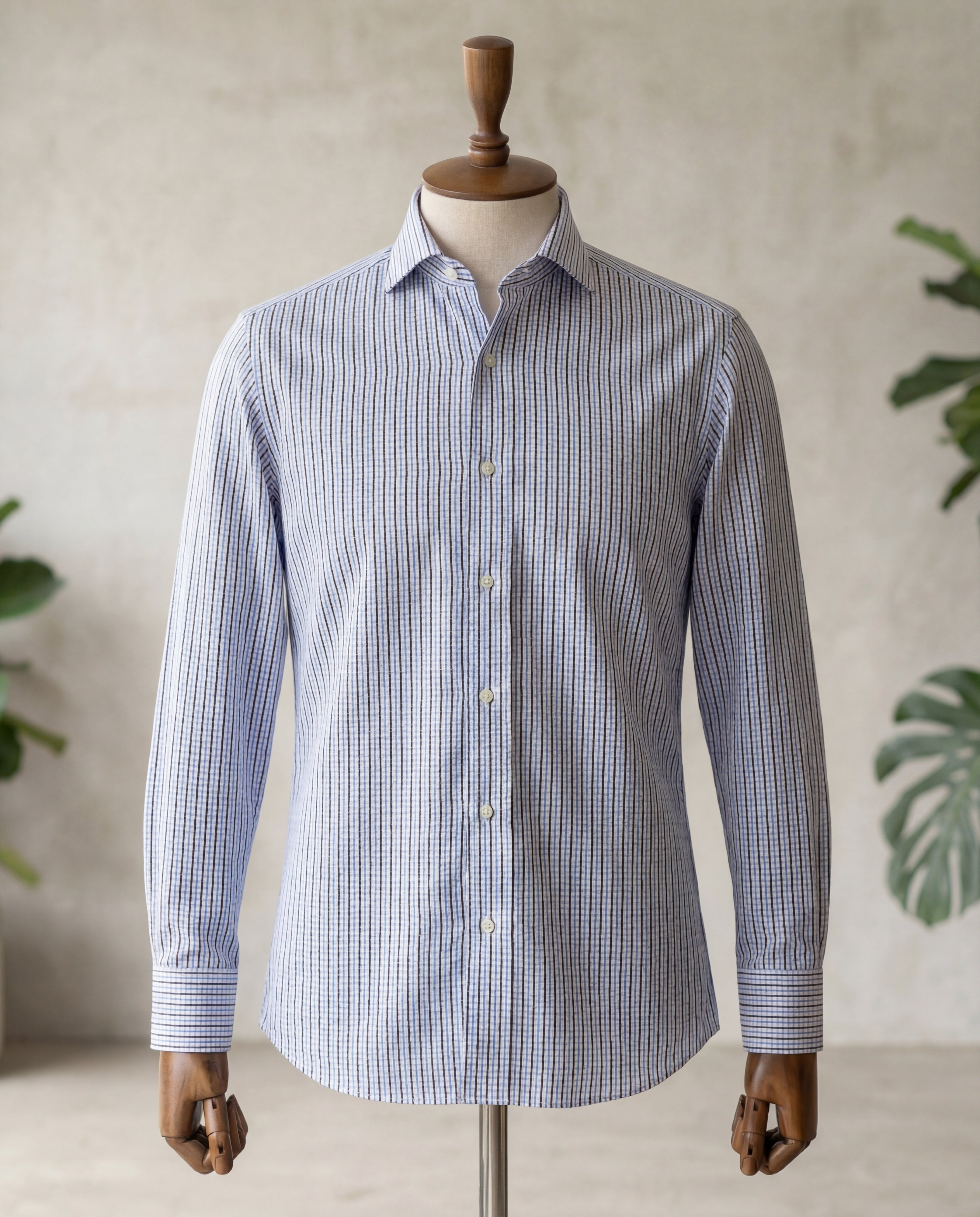 Black Fine Multistripe Cotton Shirt - Additional view 2