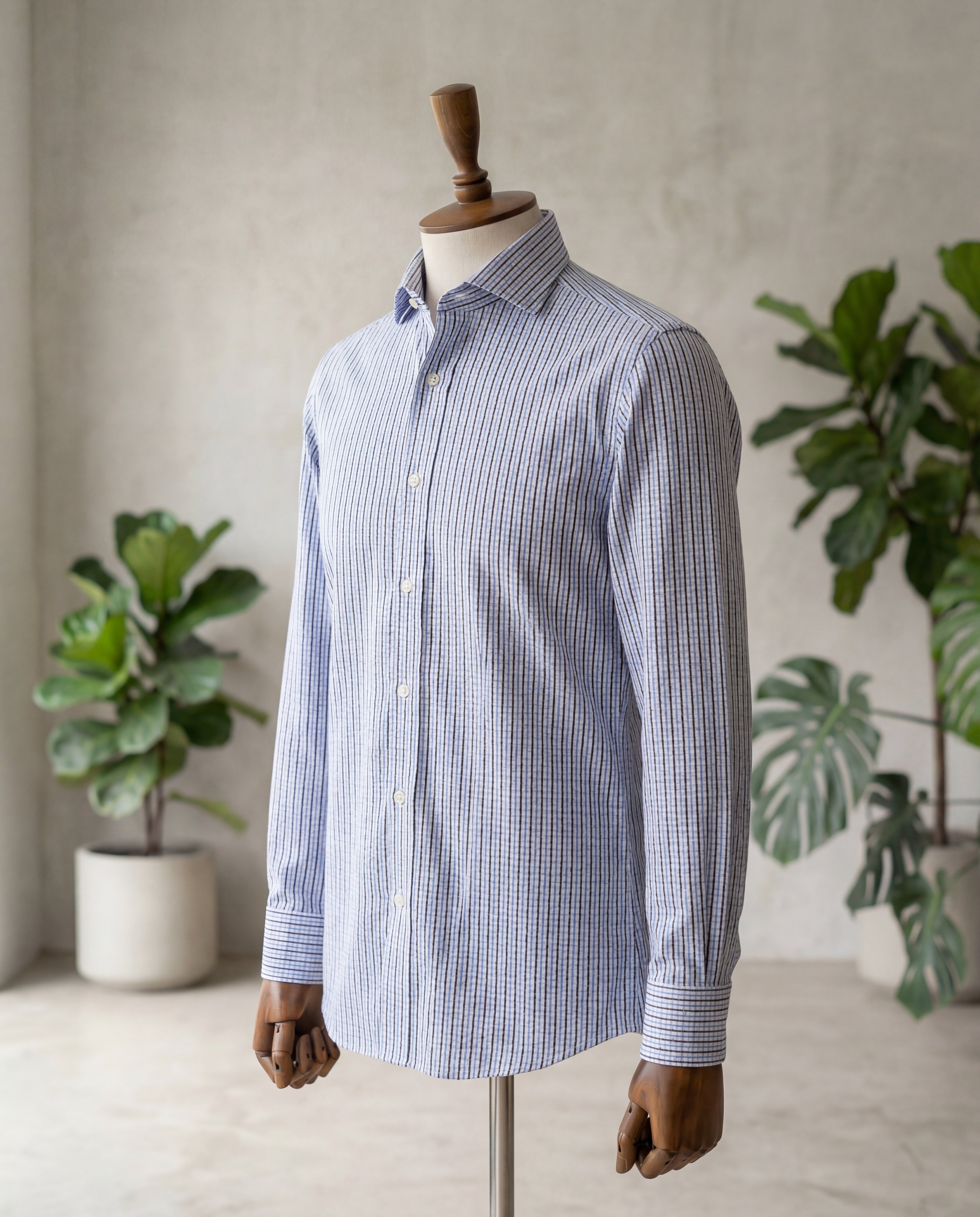 Black Fine Multistripe Cotton Shirt - Additional view 3