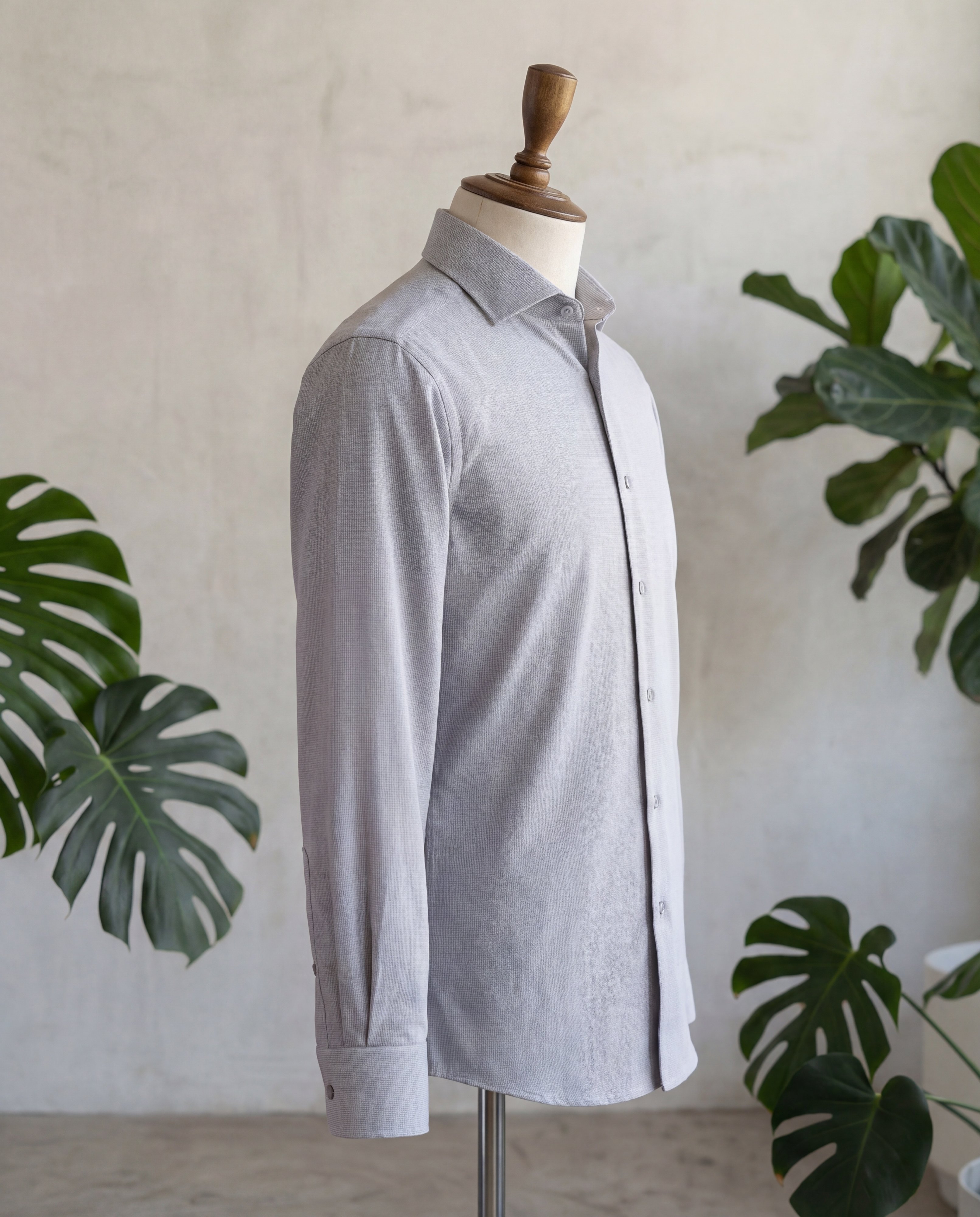 Grey Oxford Cotton Shirt - Additional view 3