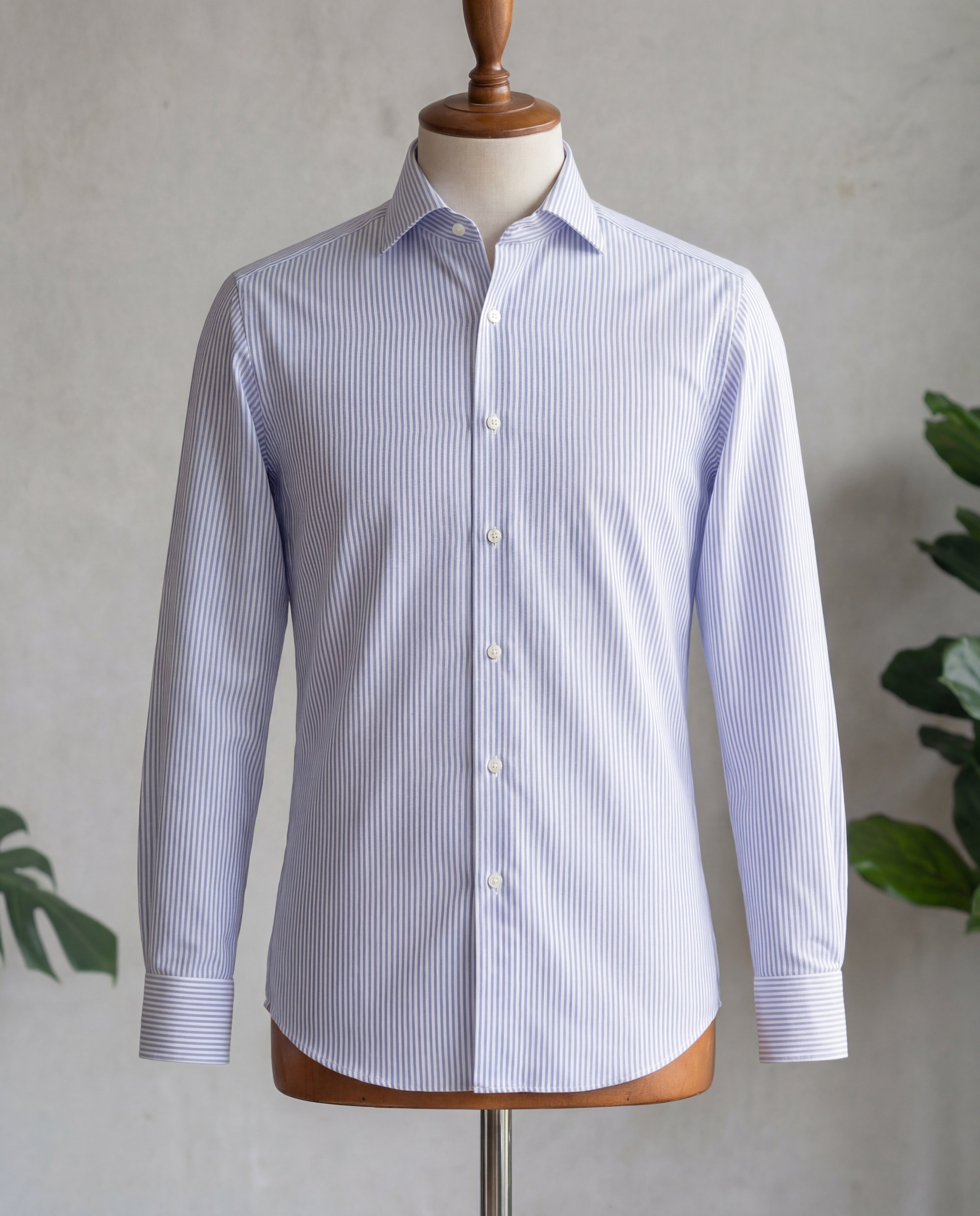 Sky Blue Hairline Stripe Cotton Shirt - Additional view 2