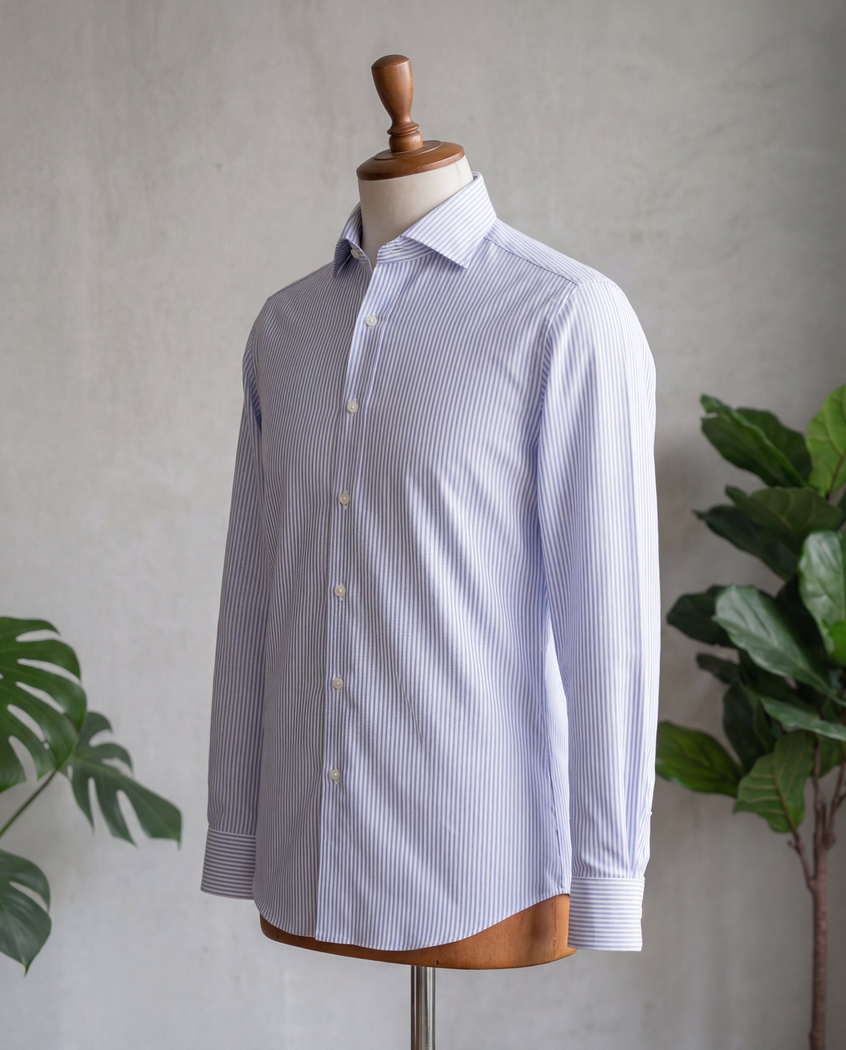 Sky Blue Hairline Stripe Cotton Shirt - Additional view 3