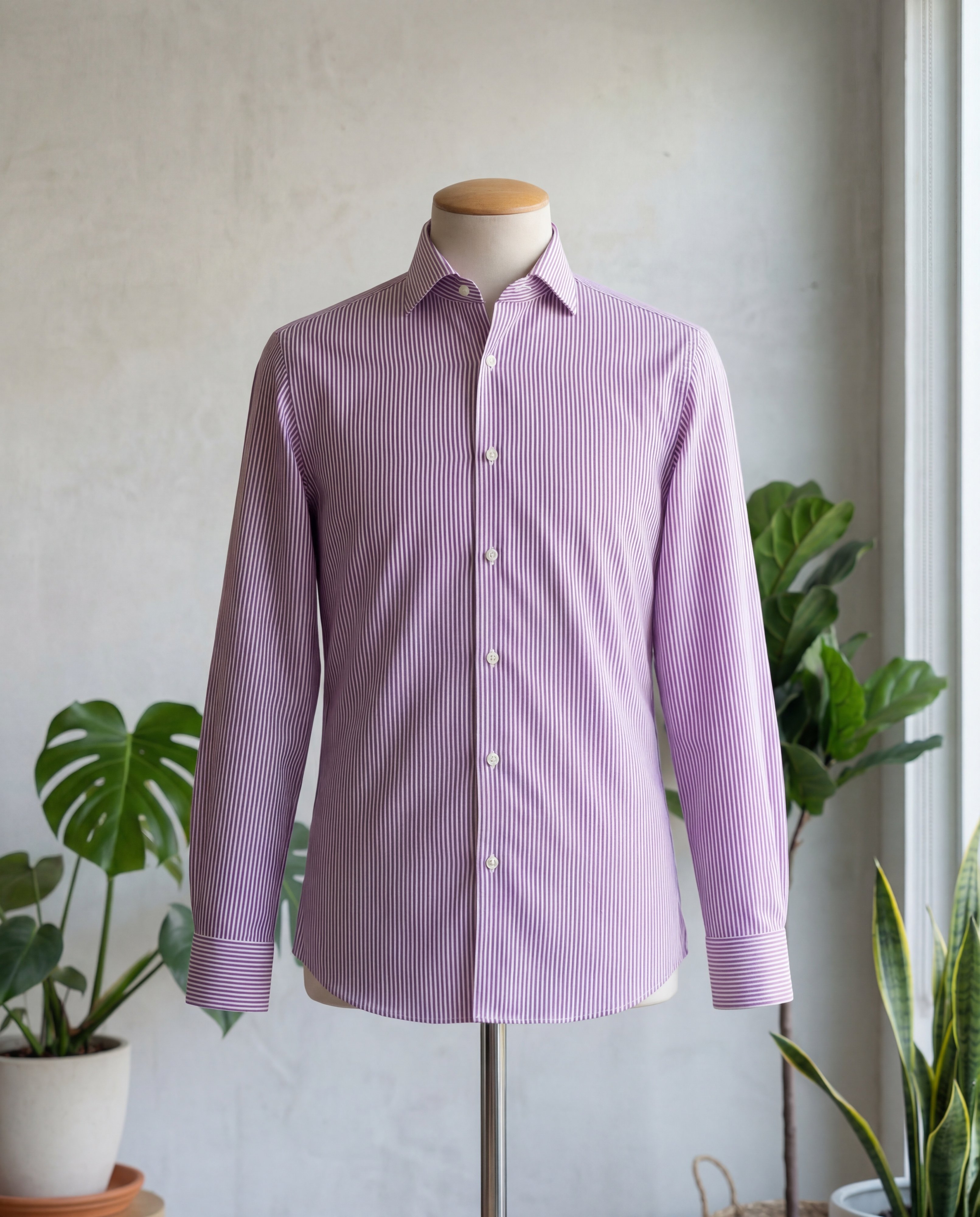 Purple Hairline Stripe Cotton Shirt - Additional view 1