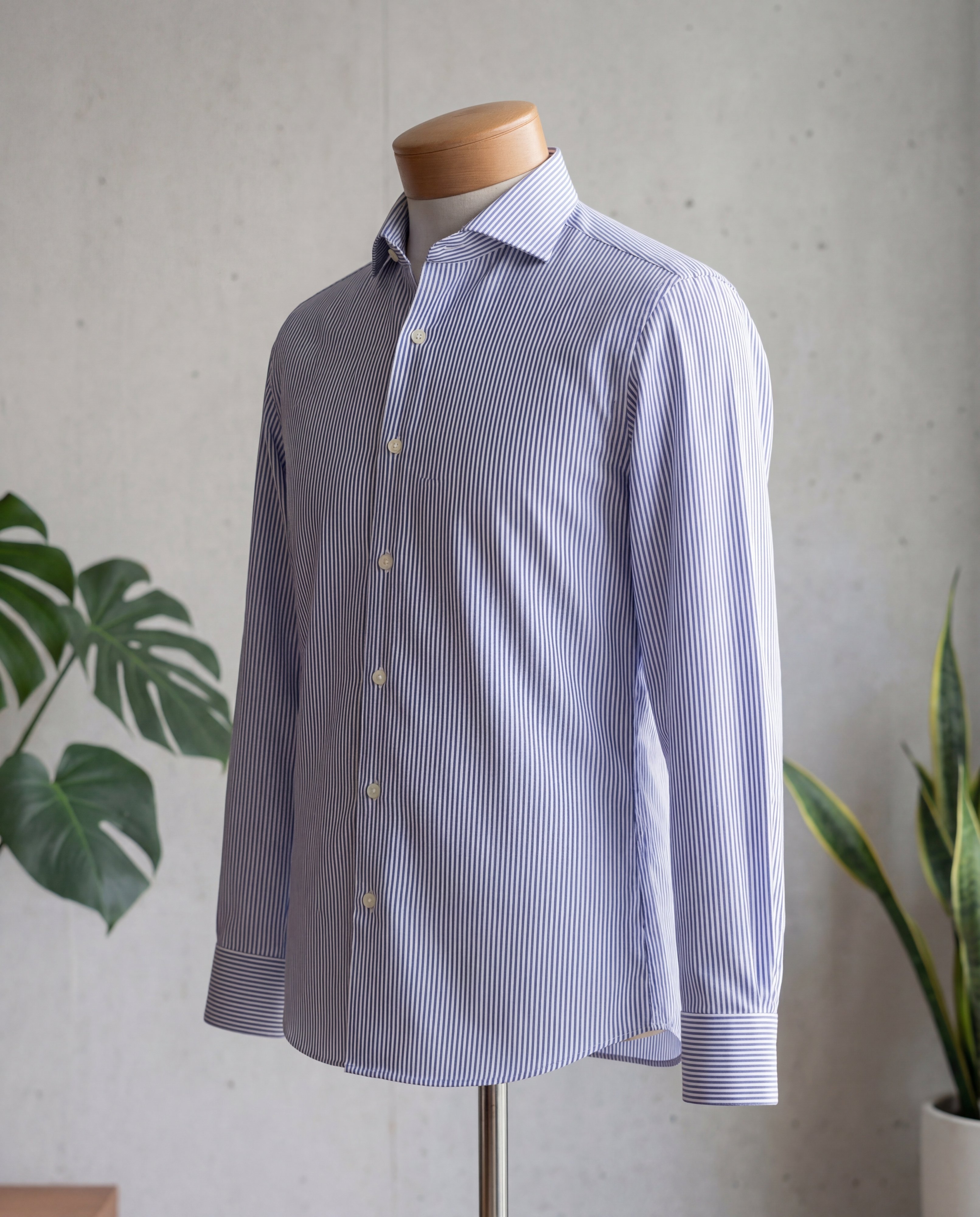 Navy Hairline Stripe Cotton Shirt - Additional view 1