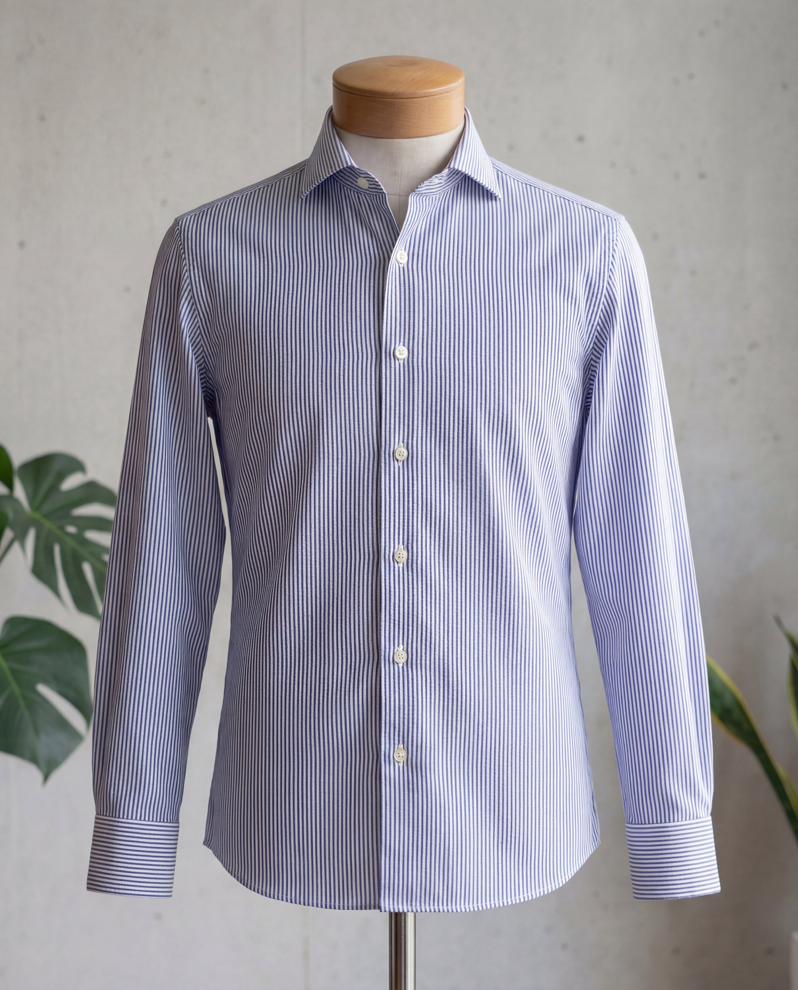 Navy Hairline Stripe Cotton Shirt - Additional view 2