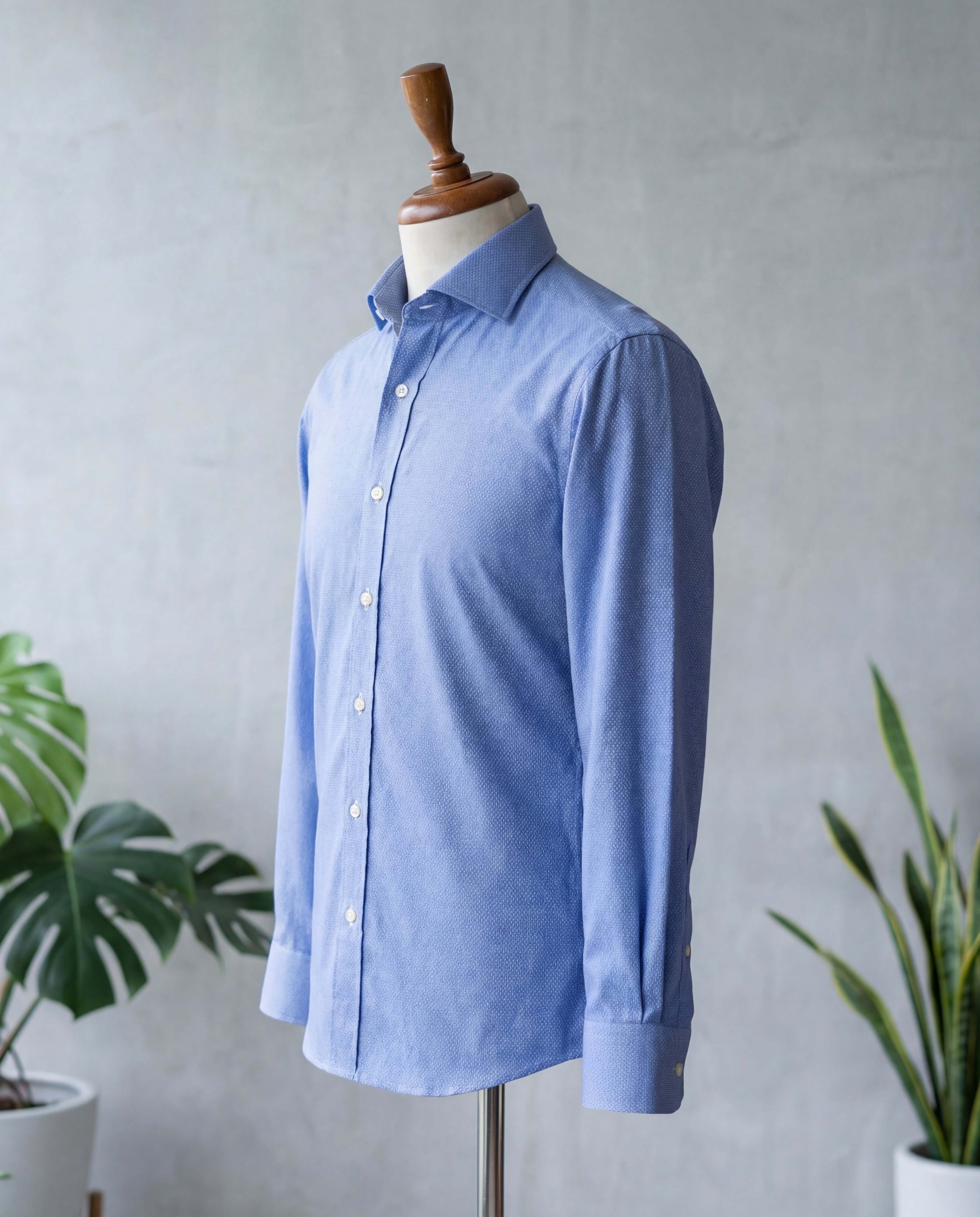 Blue Pinhead Italian Cotton Shirt - Additional view 4