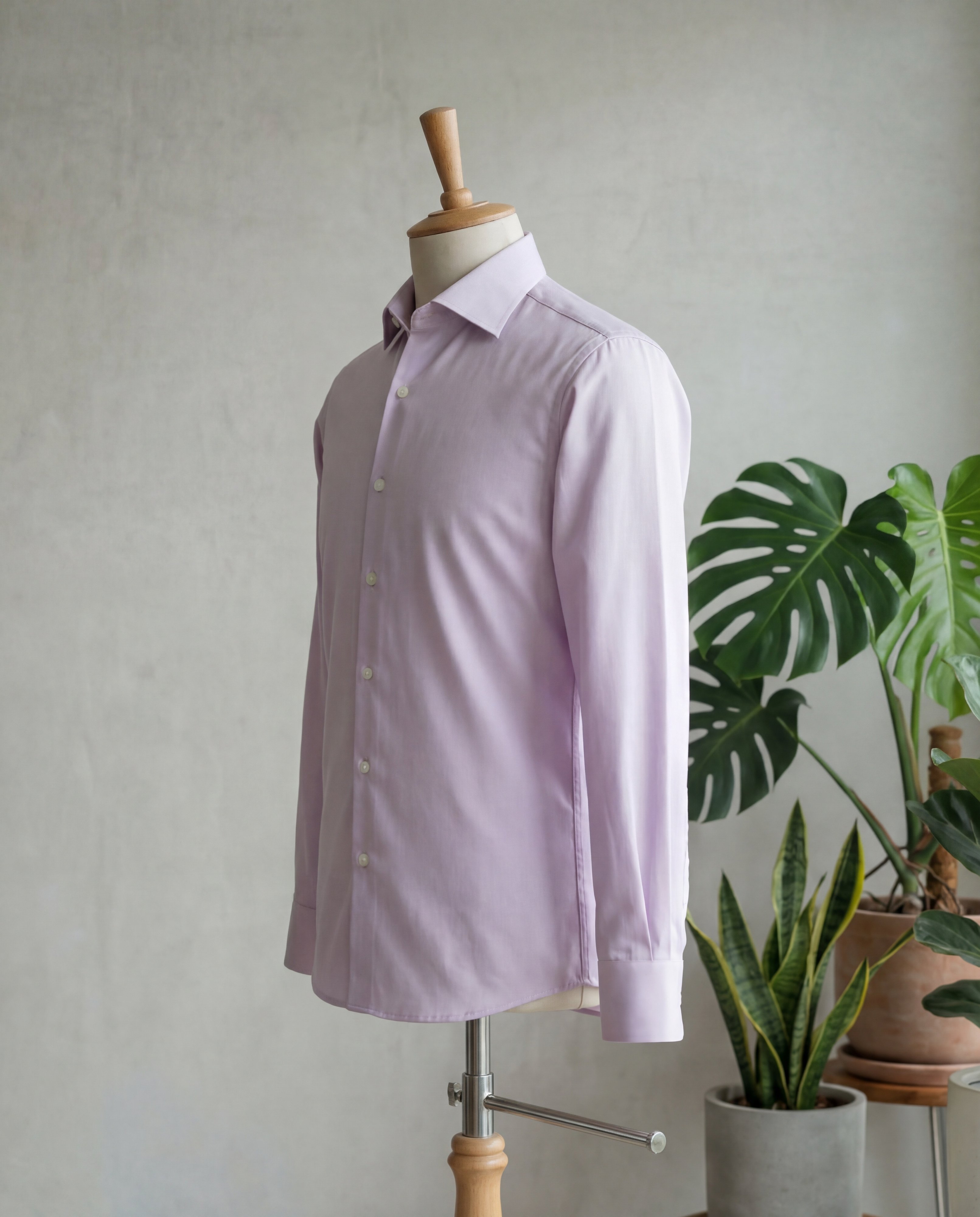 Mauve Twill Italian Cotton Shirt - Additional view 2