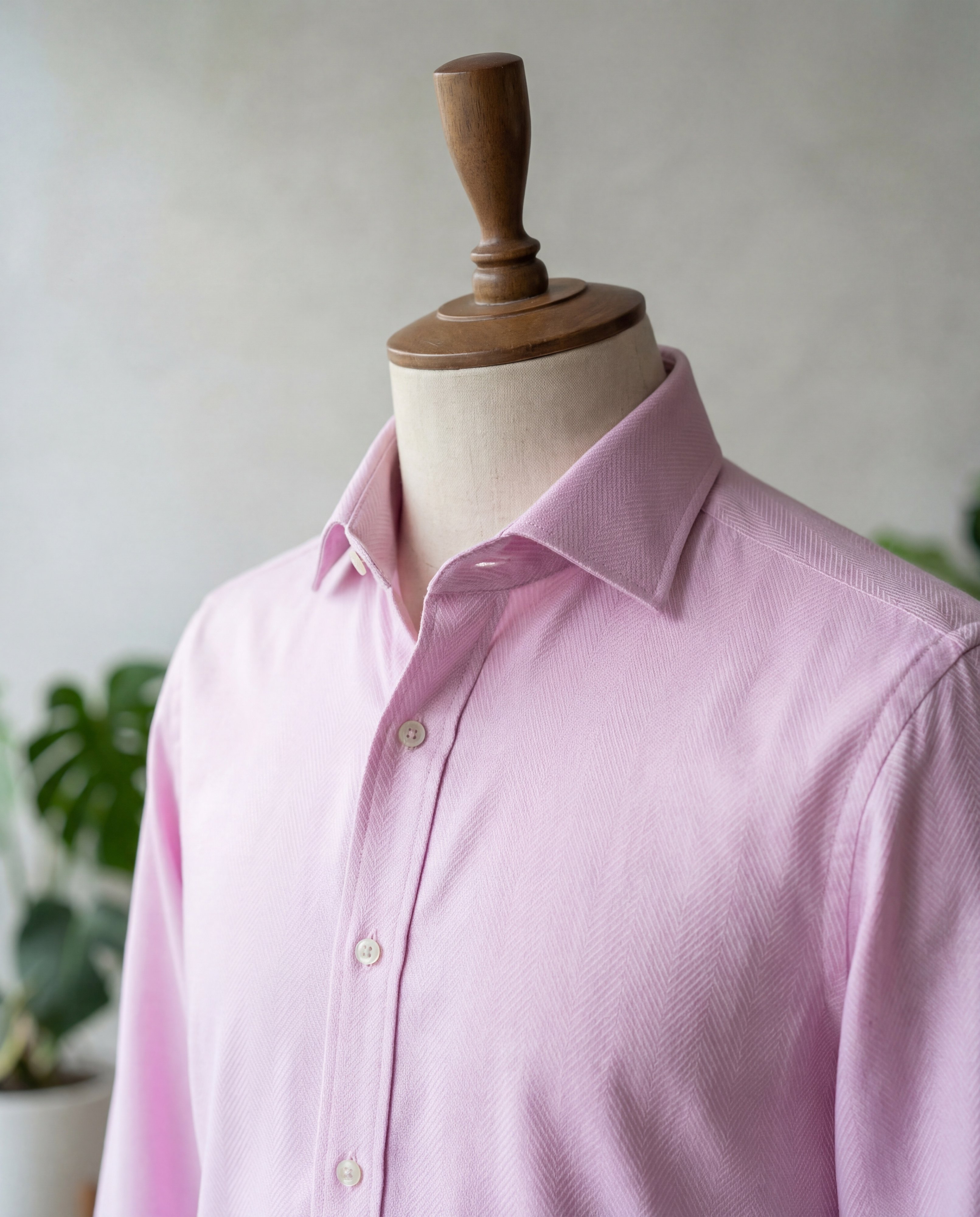 Pink Herringbone Italian Cotton Shirt - Additional view 1