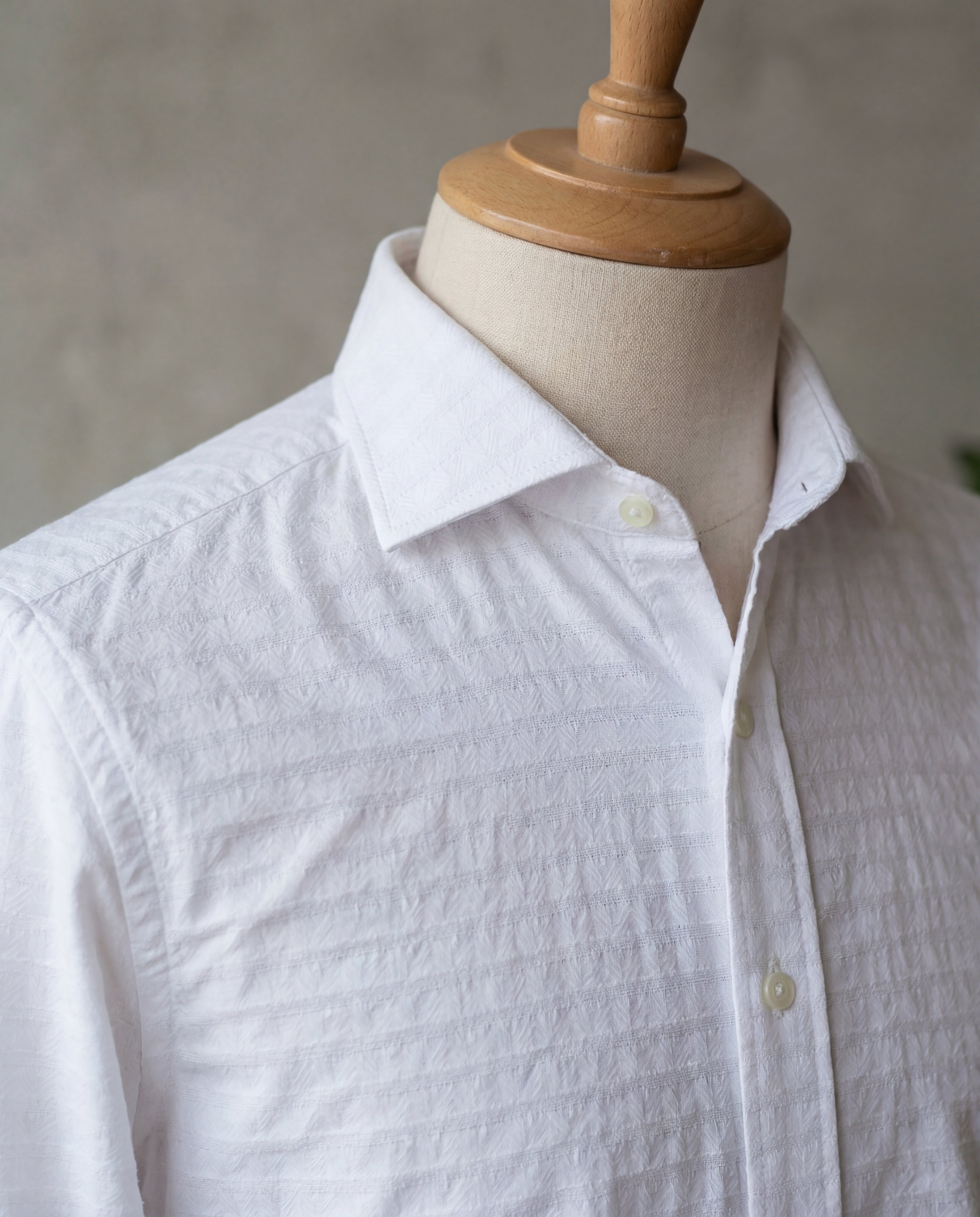 White Dobby Italian Cotton Shirt - Additional view 1