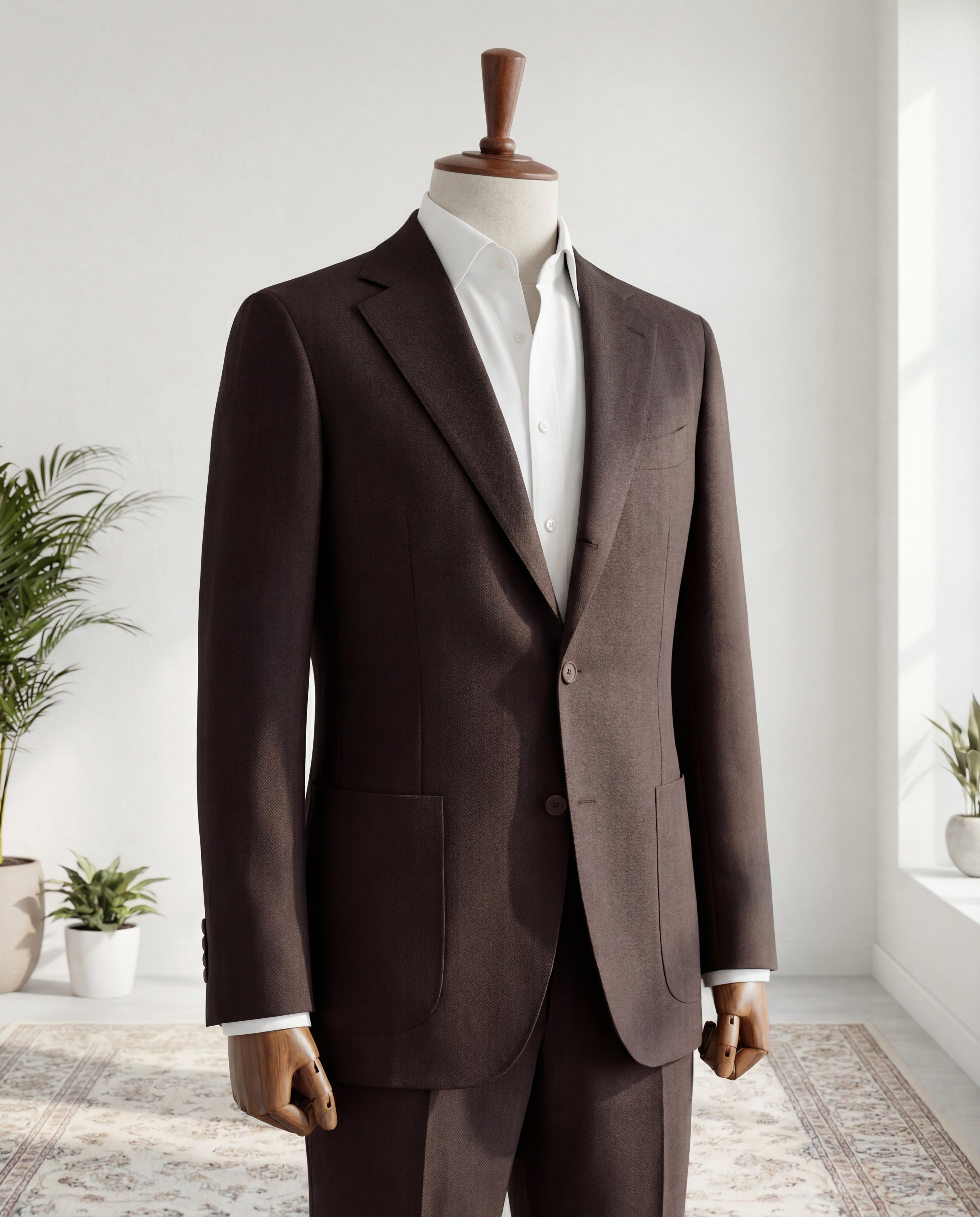 Dark Chocolate Herringbone Linen Blazer - Additional view 1