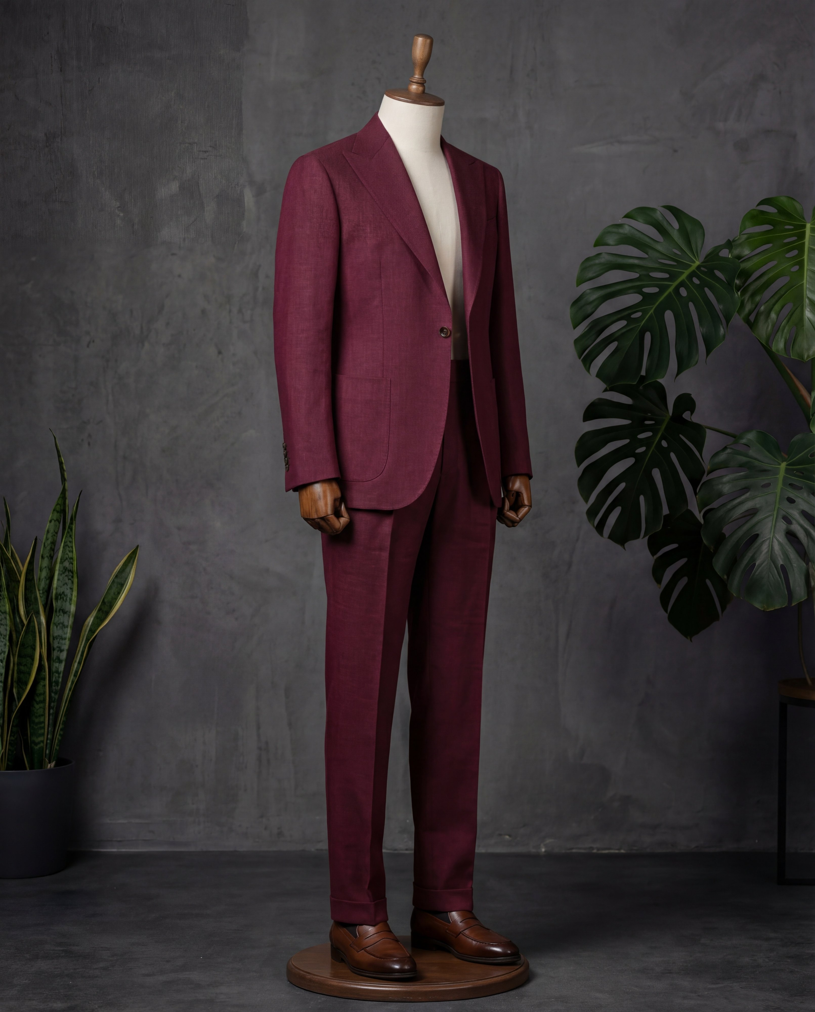 Deep Maroon Linen Blazer - Additional view 5