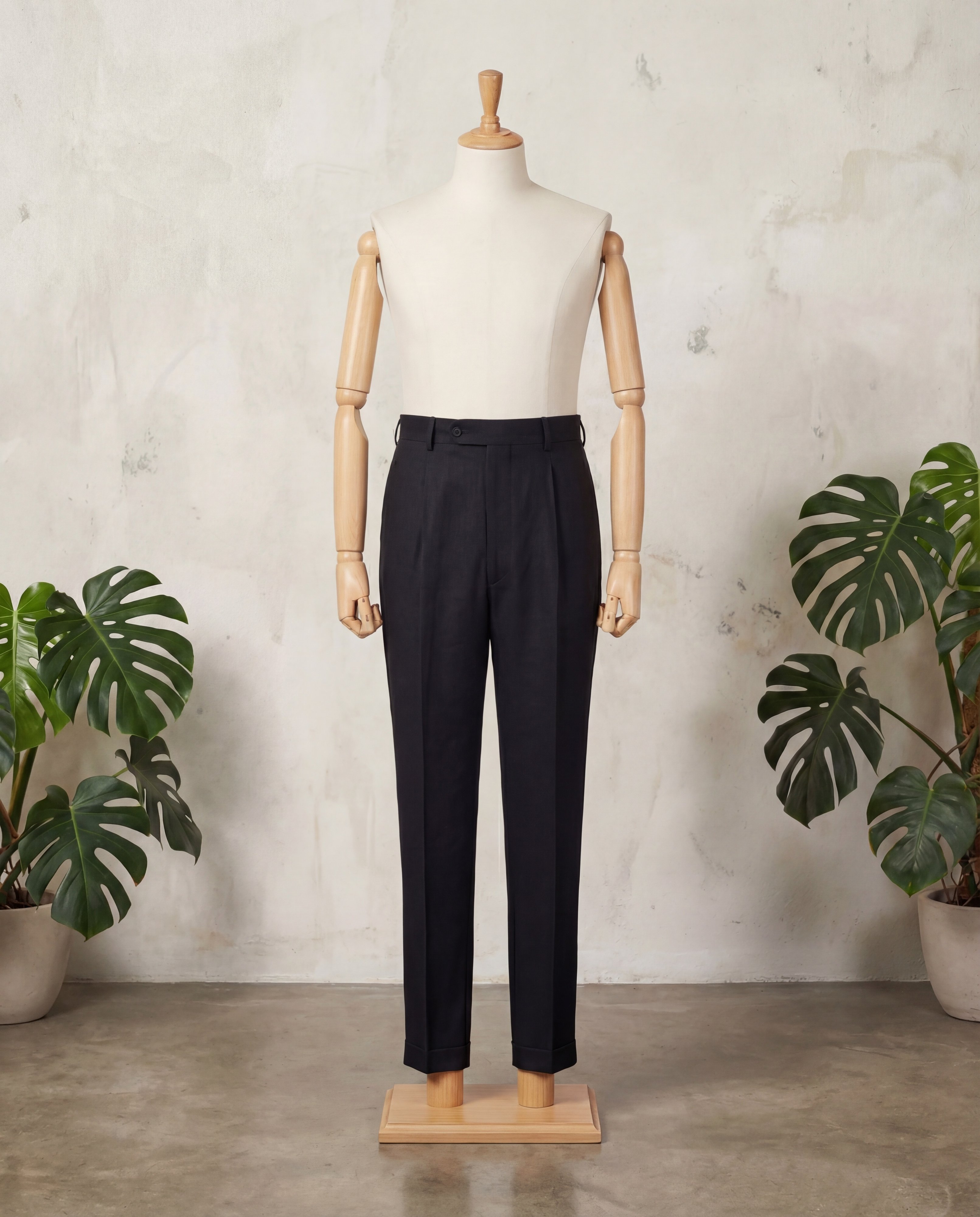 Deep Black Linen Trousers - Additional view 10