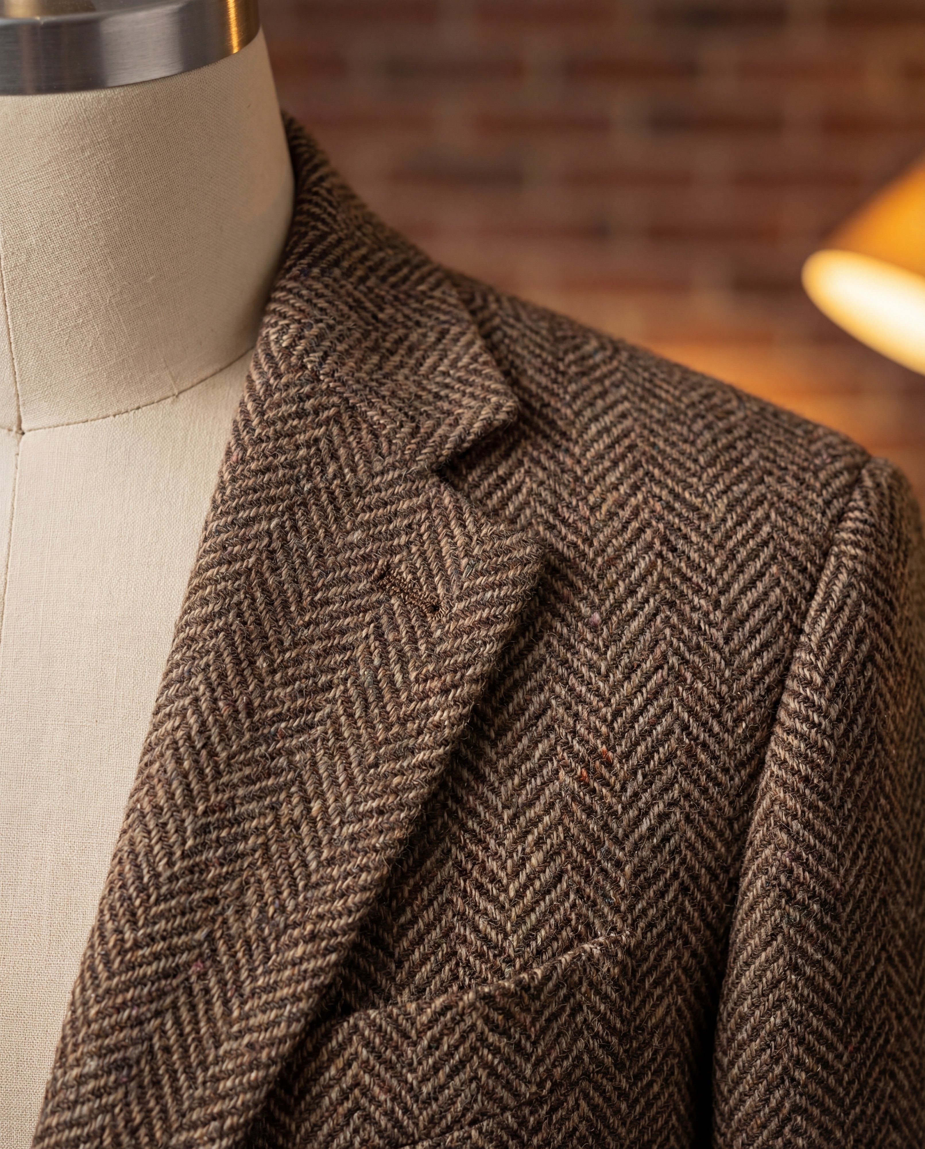 Brown Herringbone Tweed Blazer - Additional view 1