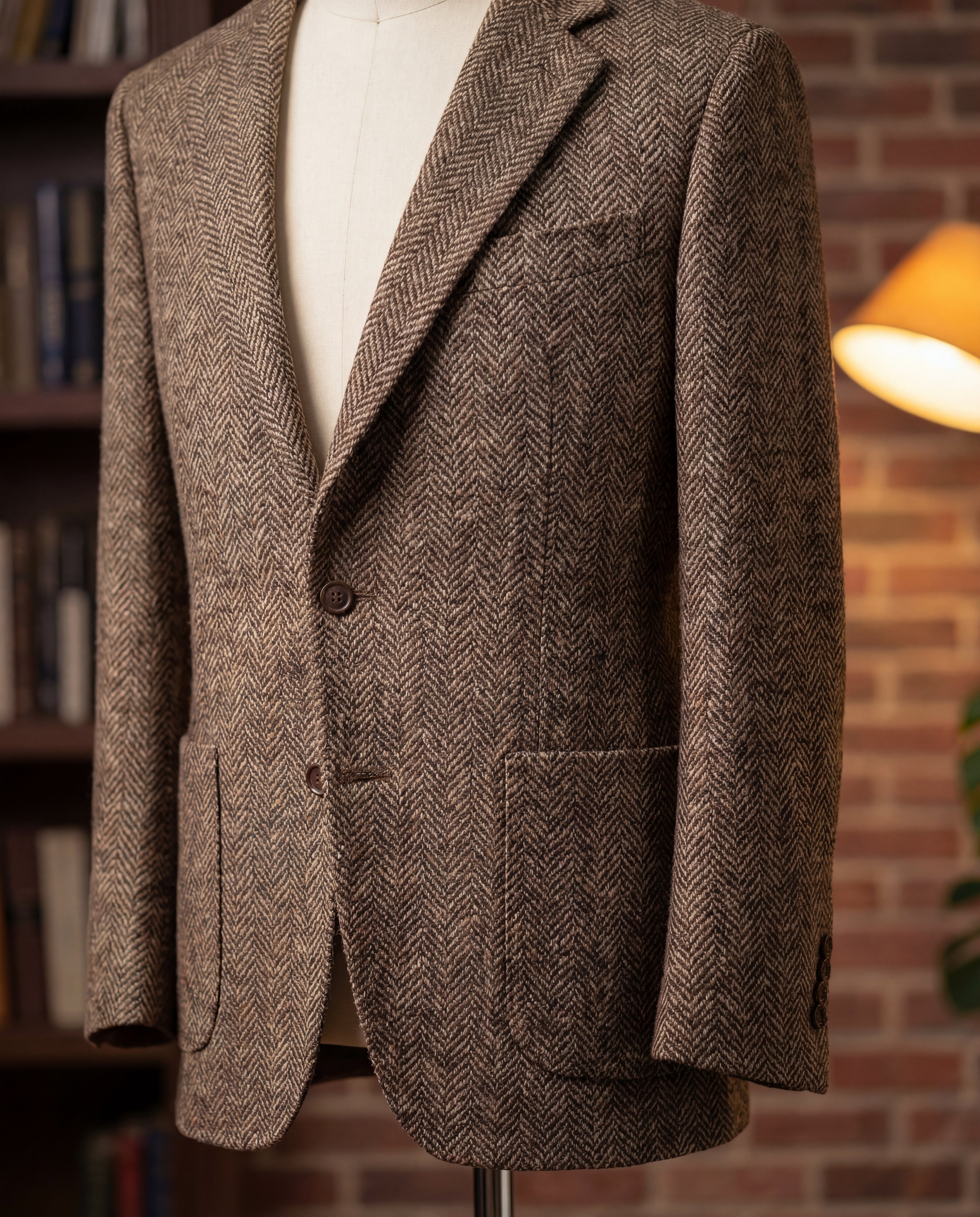 Brown Herringbone Tweed Blazer - Additional view 2