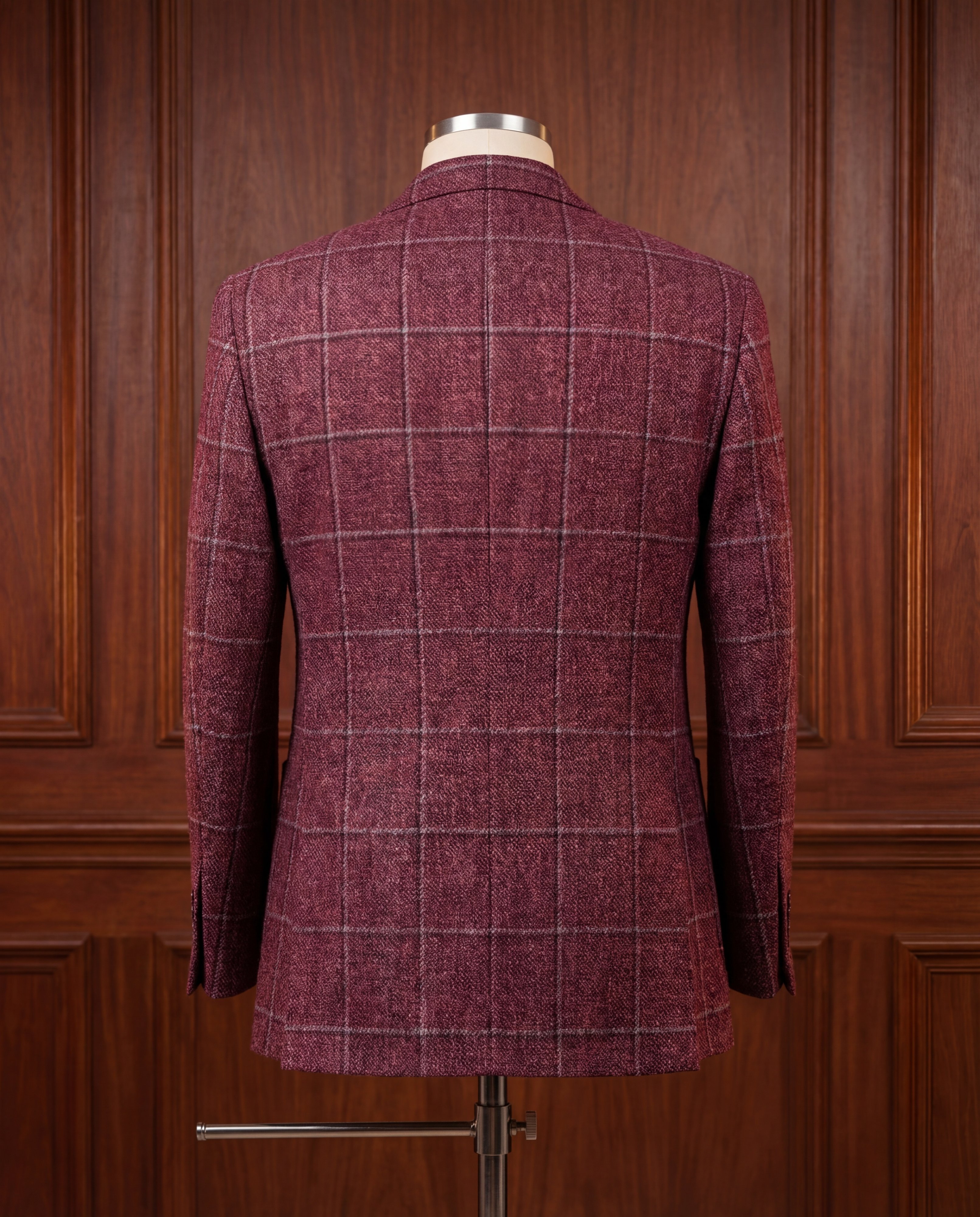 Burgundy Windowpane Tweed Blazer - Additional view 3