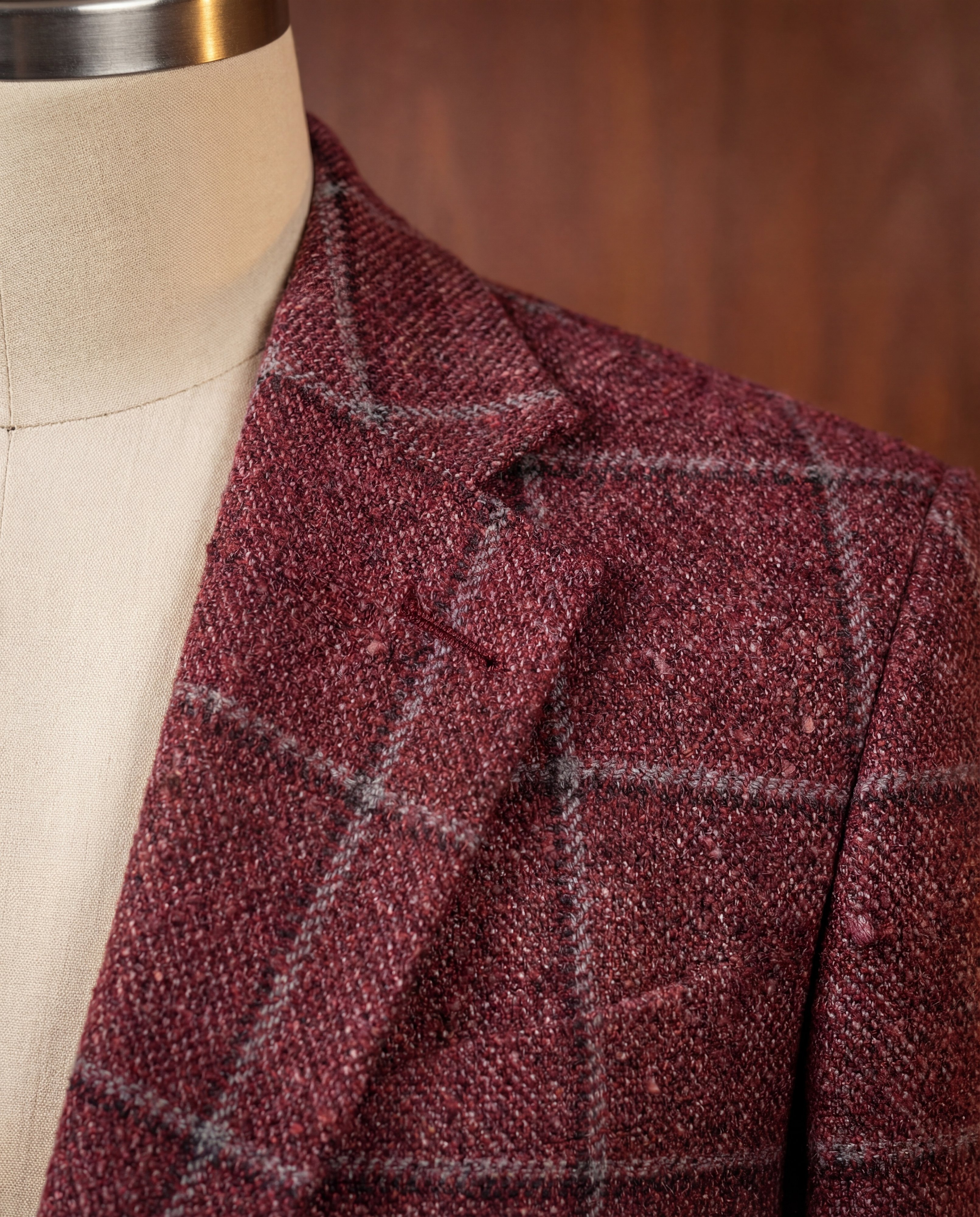 Burgundy Windowpane Tweed Blazer - Additional view 2