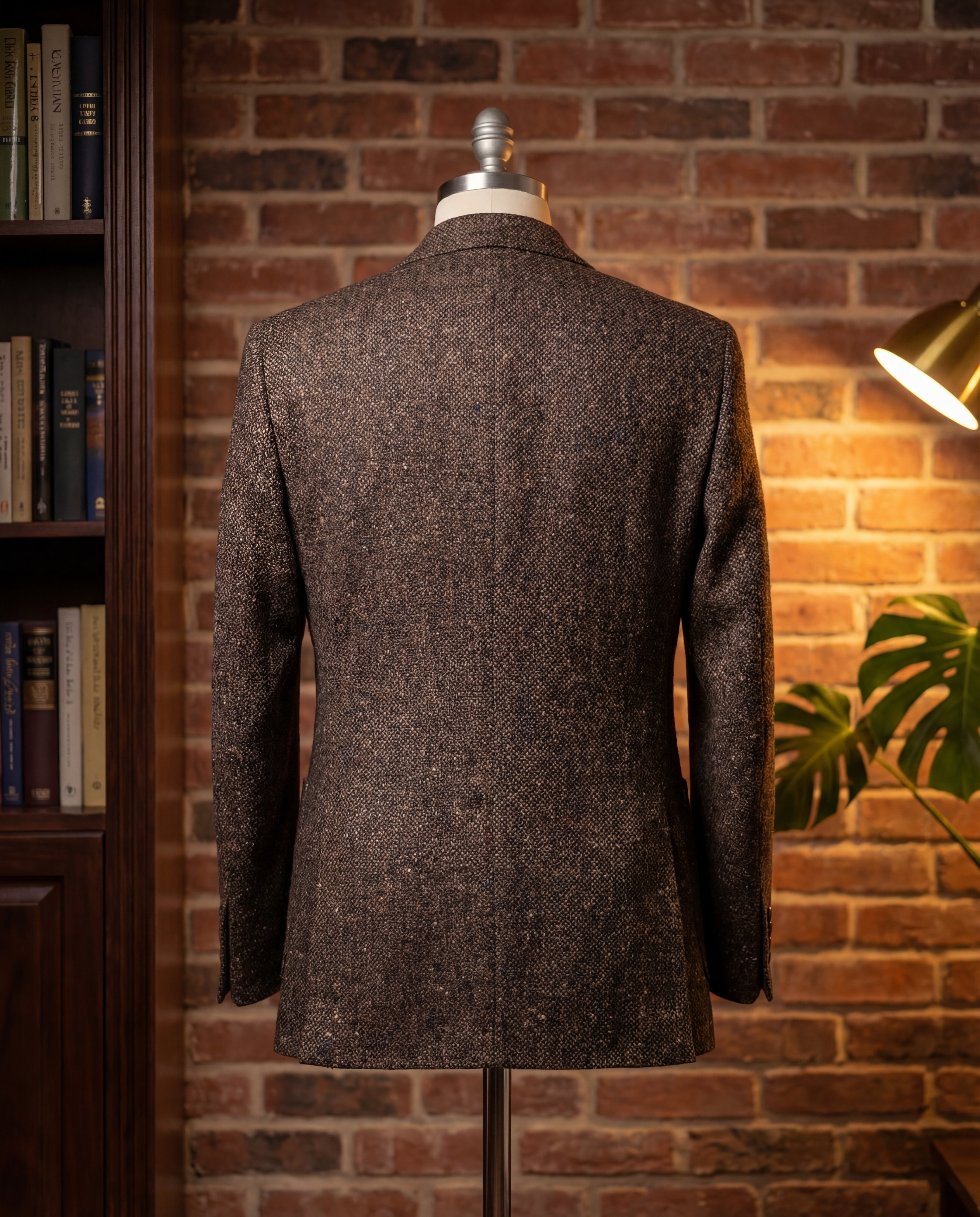 Chocolate Plain Weave Tweed Blazer - Additional view 4