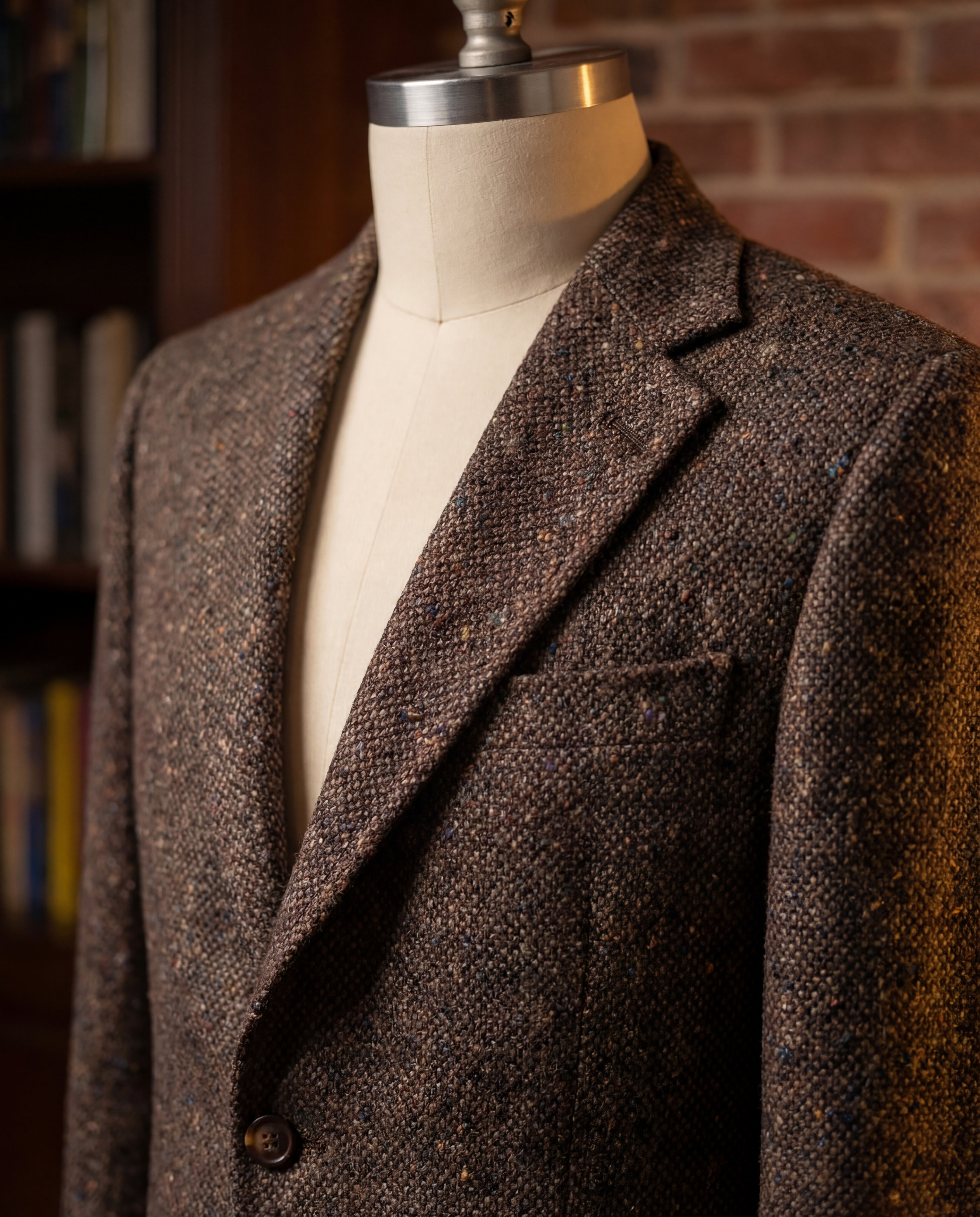 Chocolate Plain Weave Tweed Blazer - Additional view 2