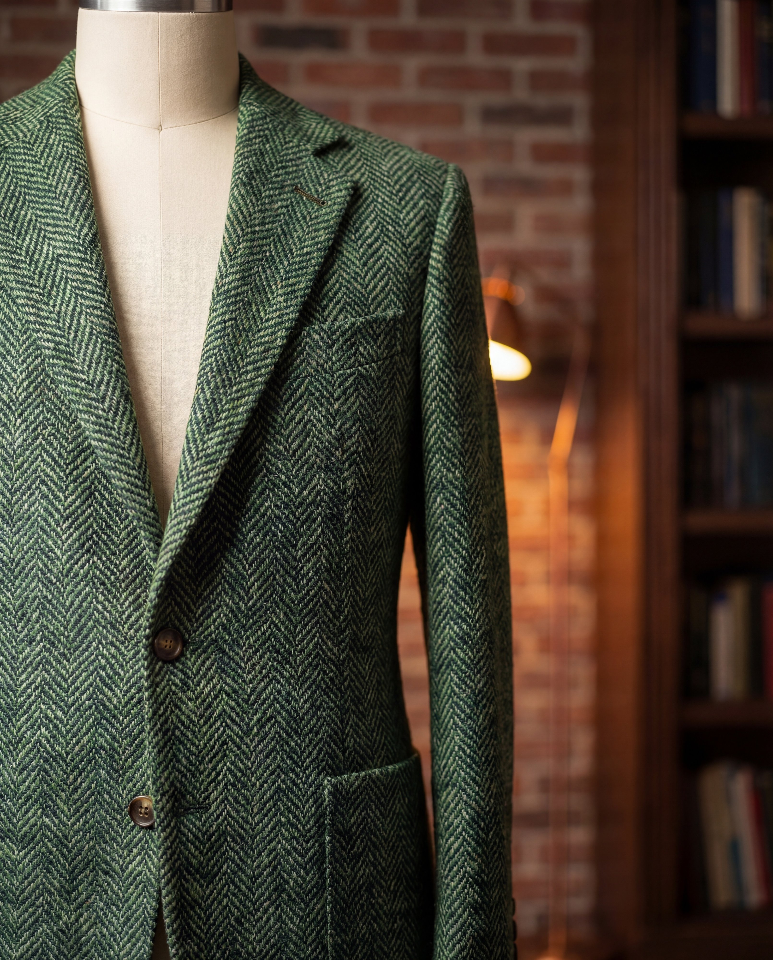 Green Herringbone Tweed Blazer - Additional view 2