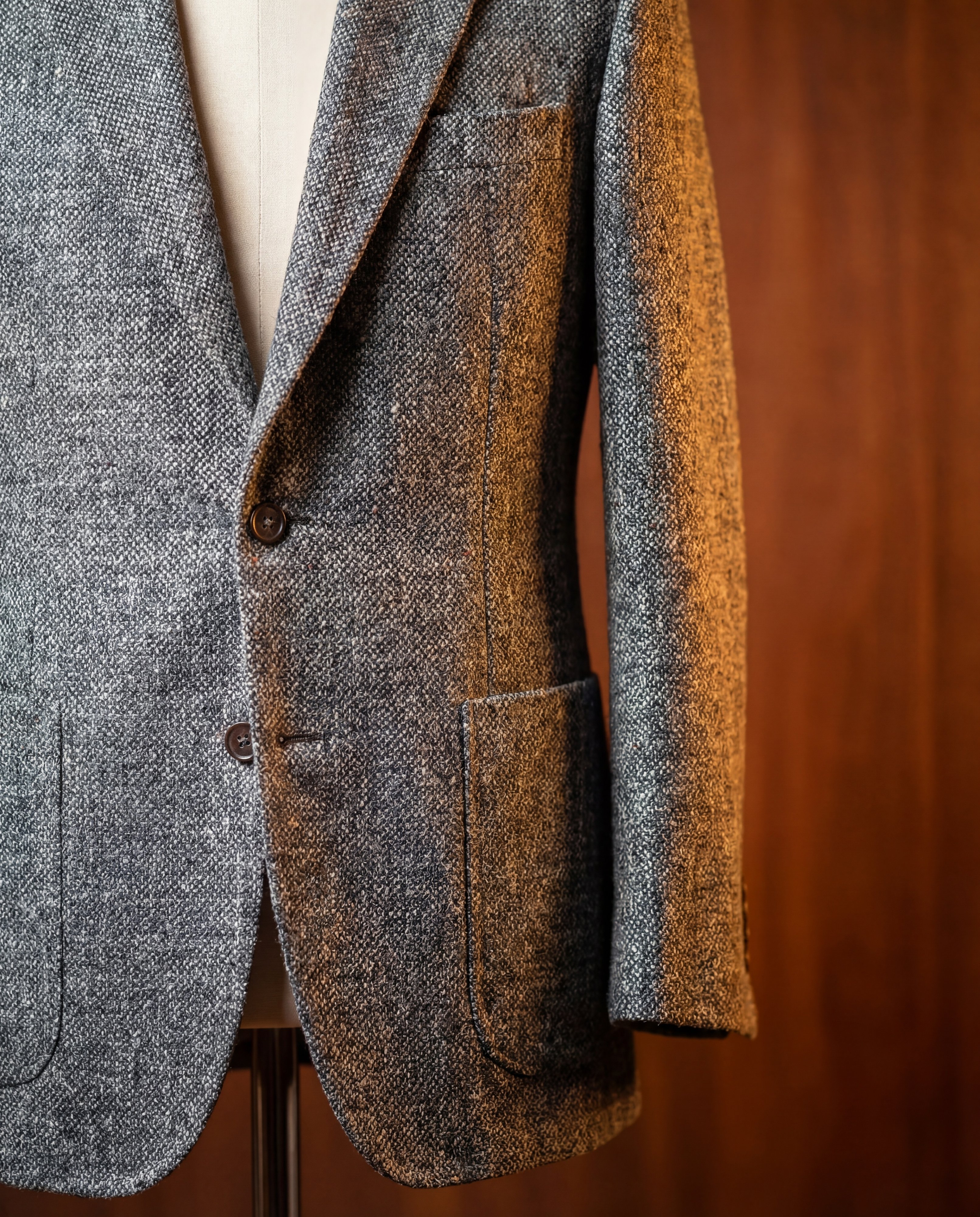Grey Plain Weave Tweed Blazer - Additional view 3