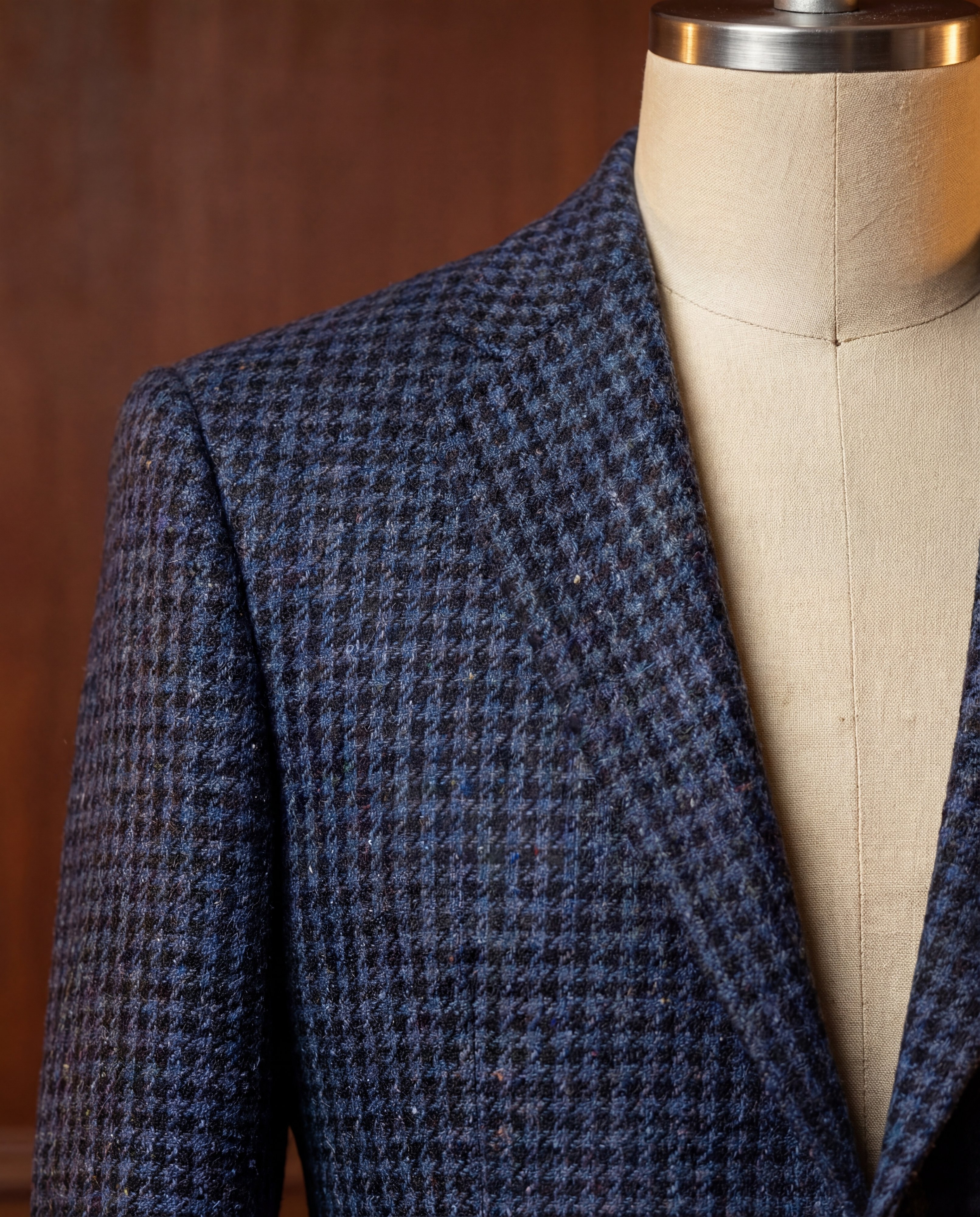 Navy Houndstooth Tweed Blazer - Additional view 1