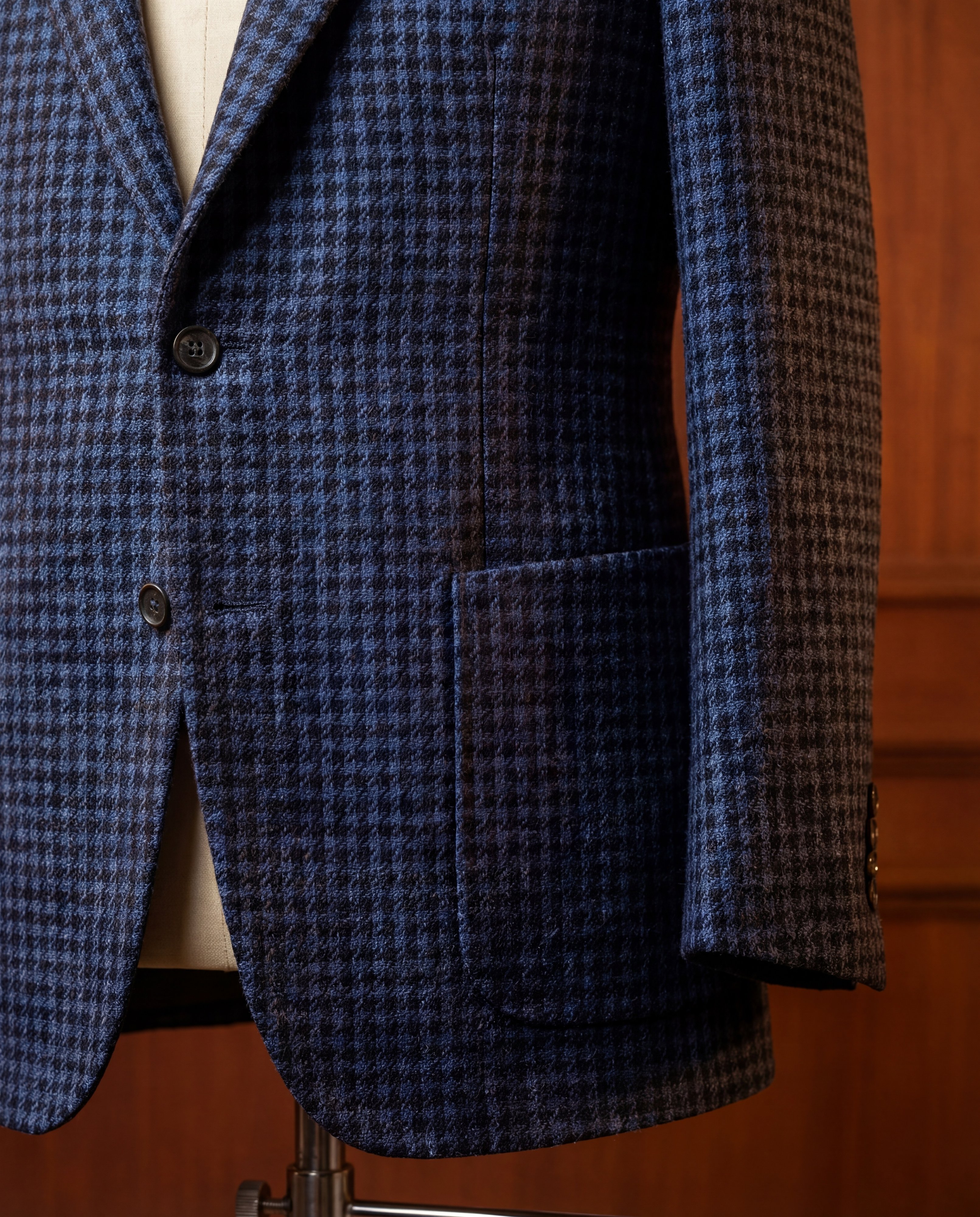 Navy Houndstooth Tweed Blazer - Additional view 3