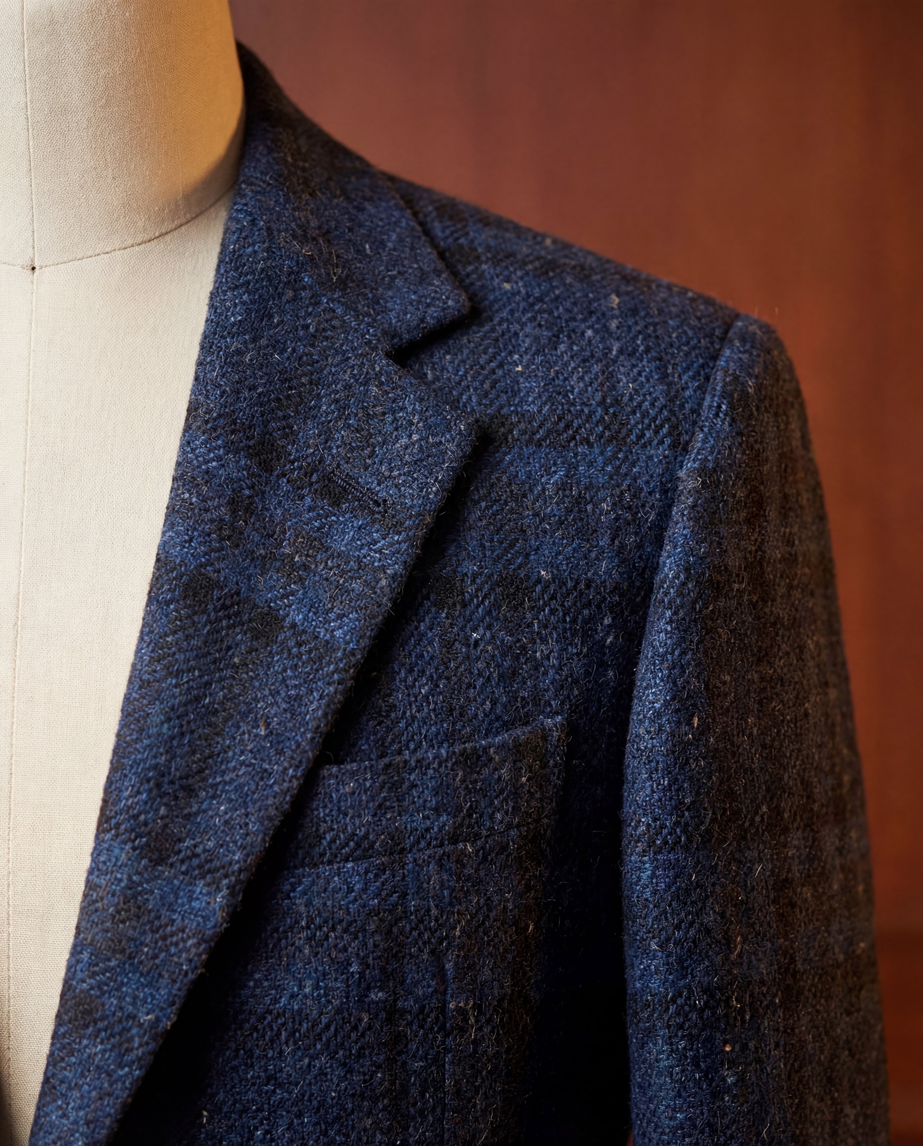 Navy Windowpane Tweed Blazer - Additional view 1