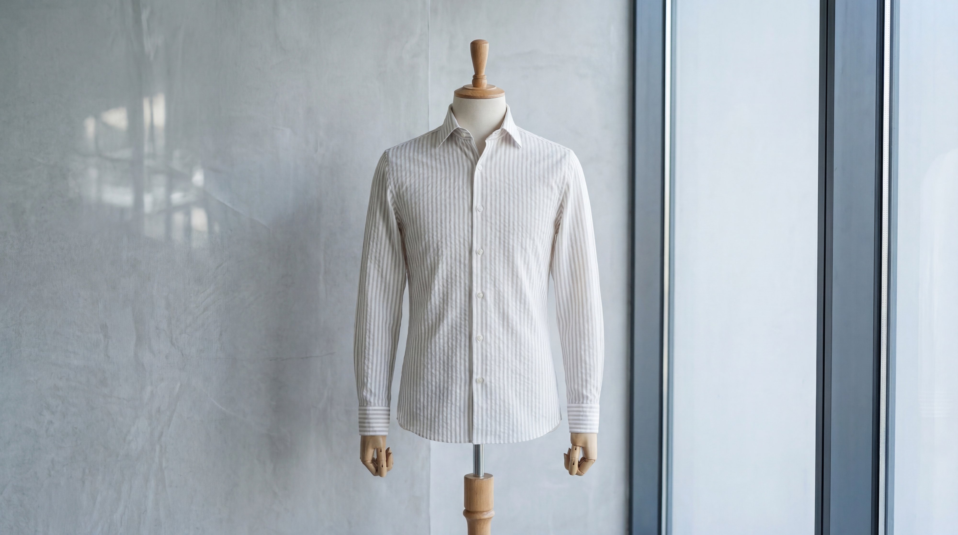 Cream Beige Gingham Seersucker