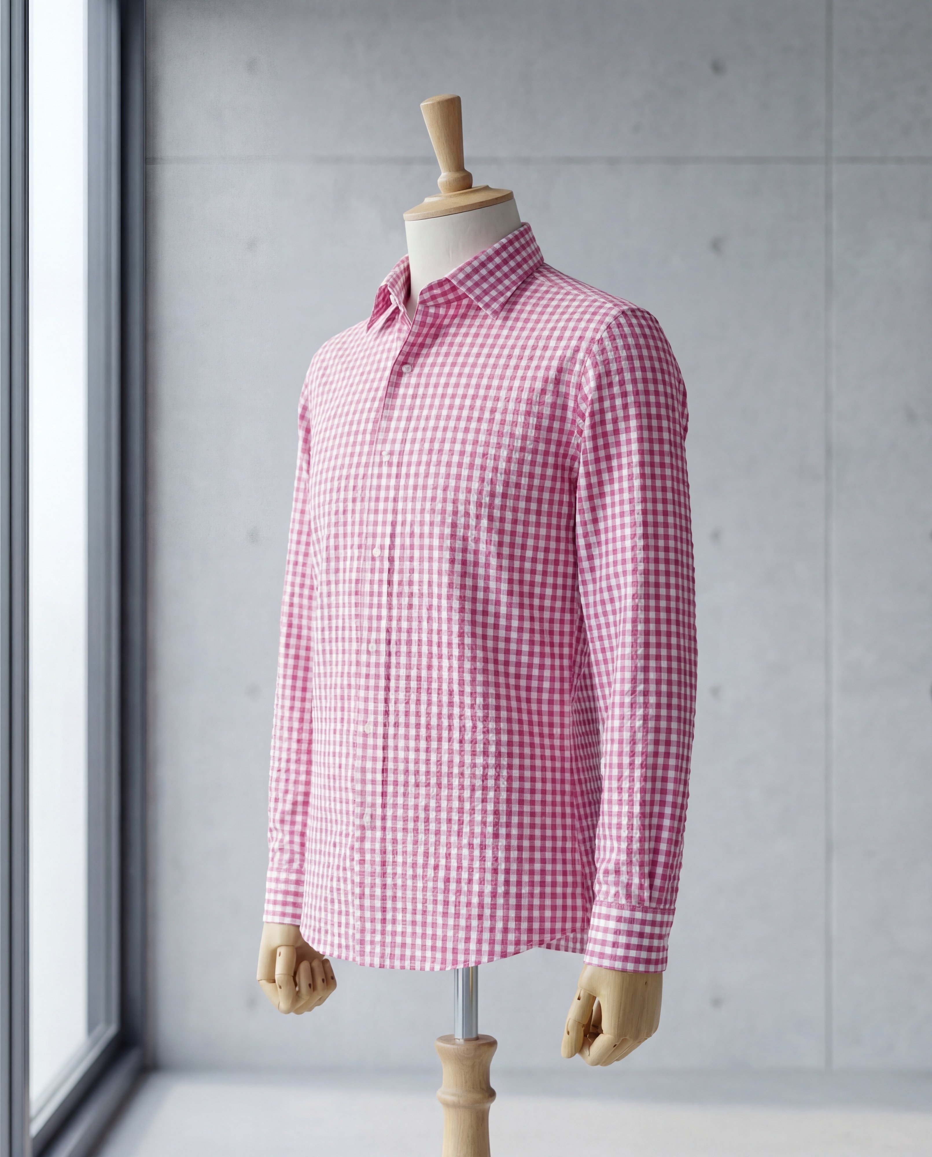 Deep Pink Gingham Seersucker