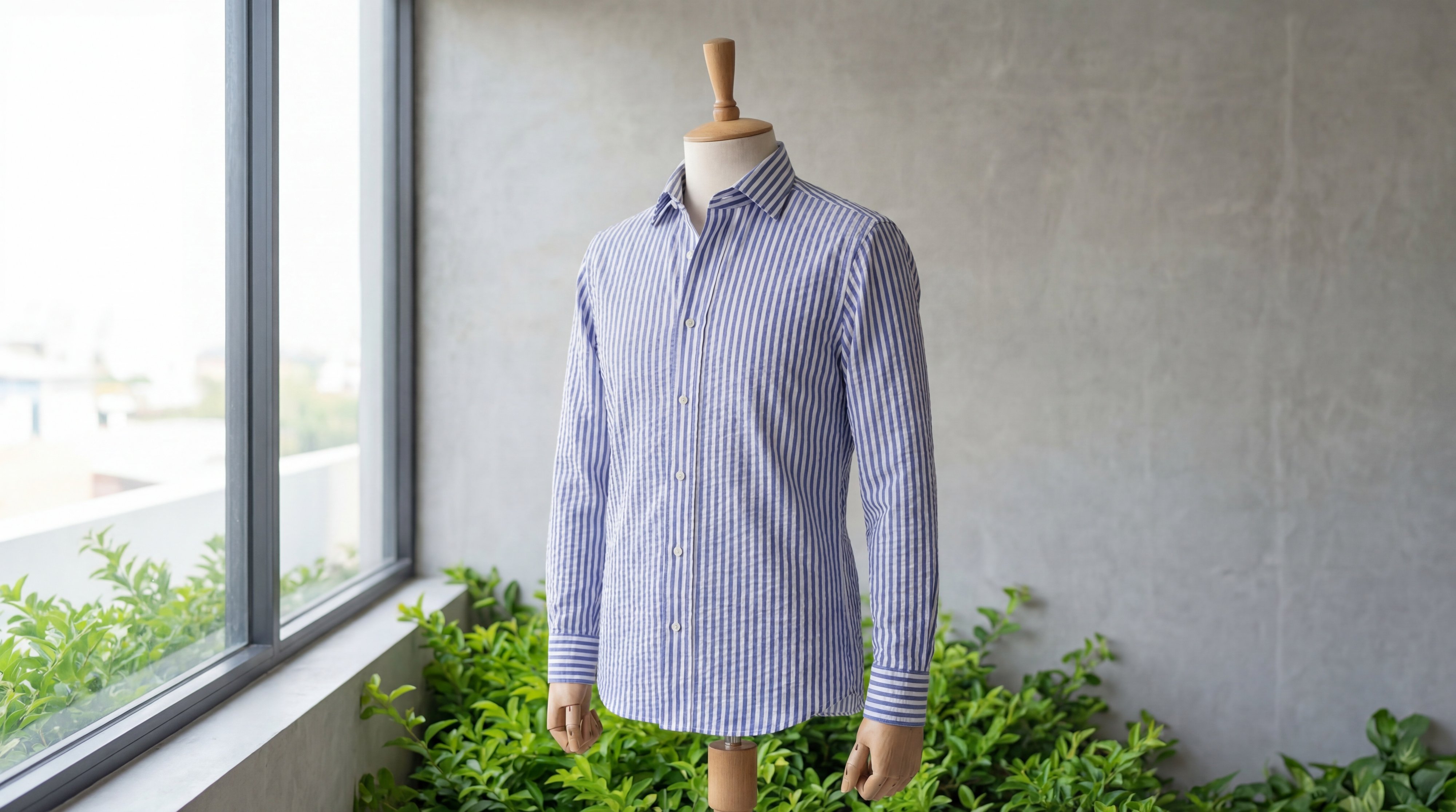 Ocean Blue Striped Seersucker