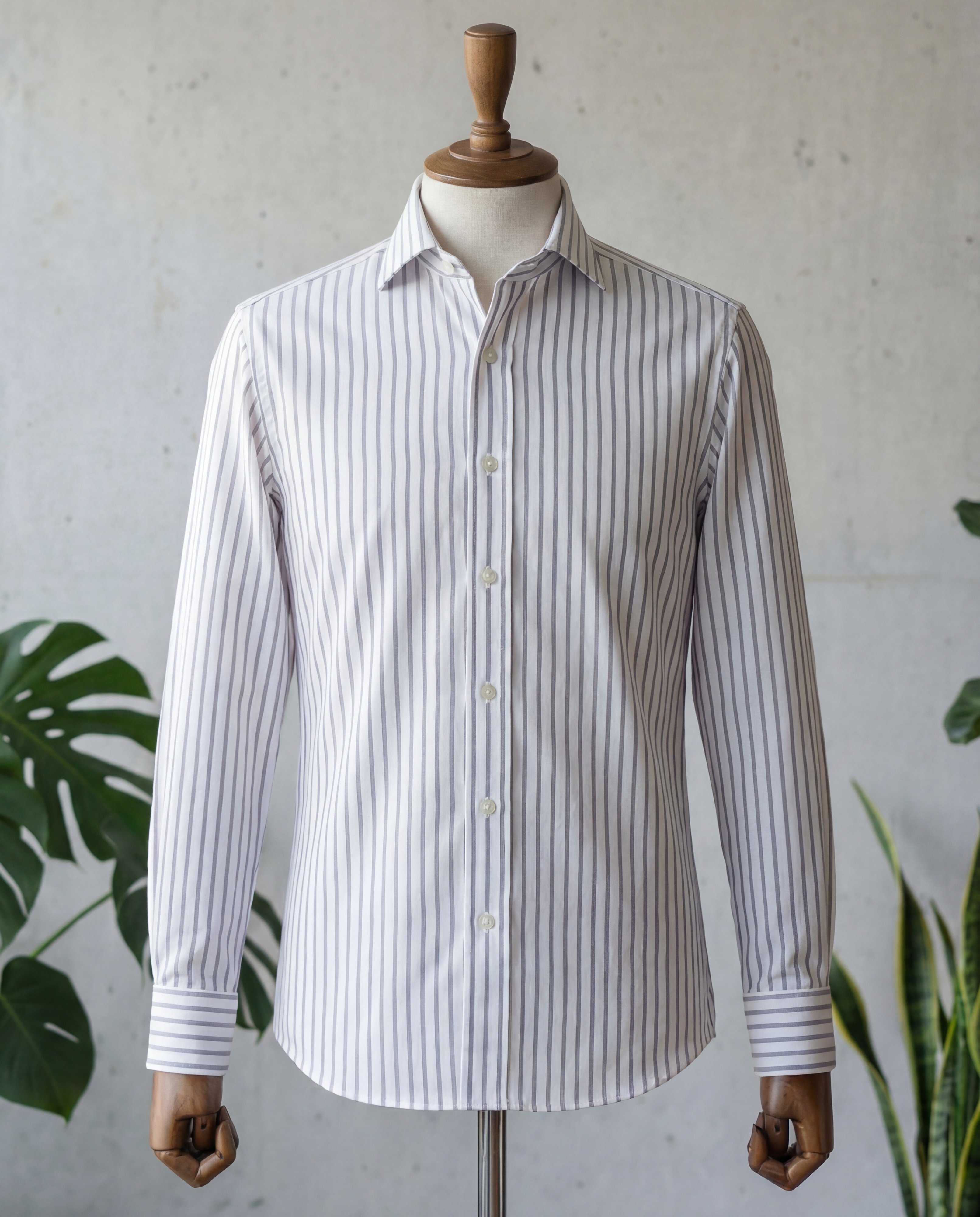 Grey Bengal Stripe Cotton Shirt