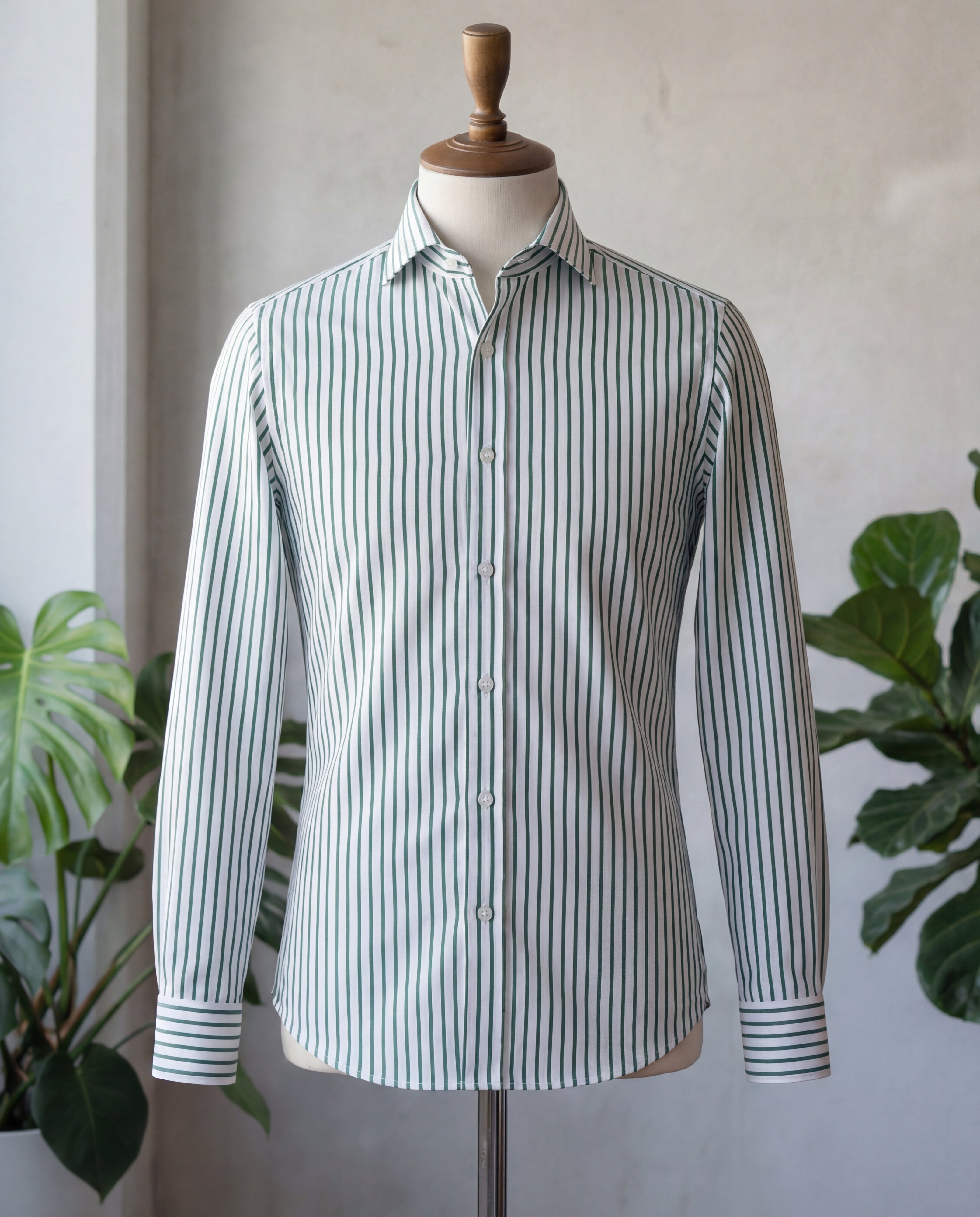 Green Bengal Stripe Cotton Shirt