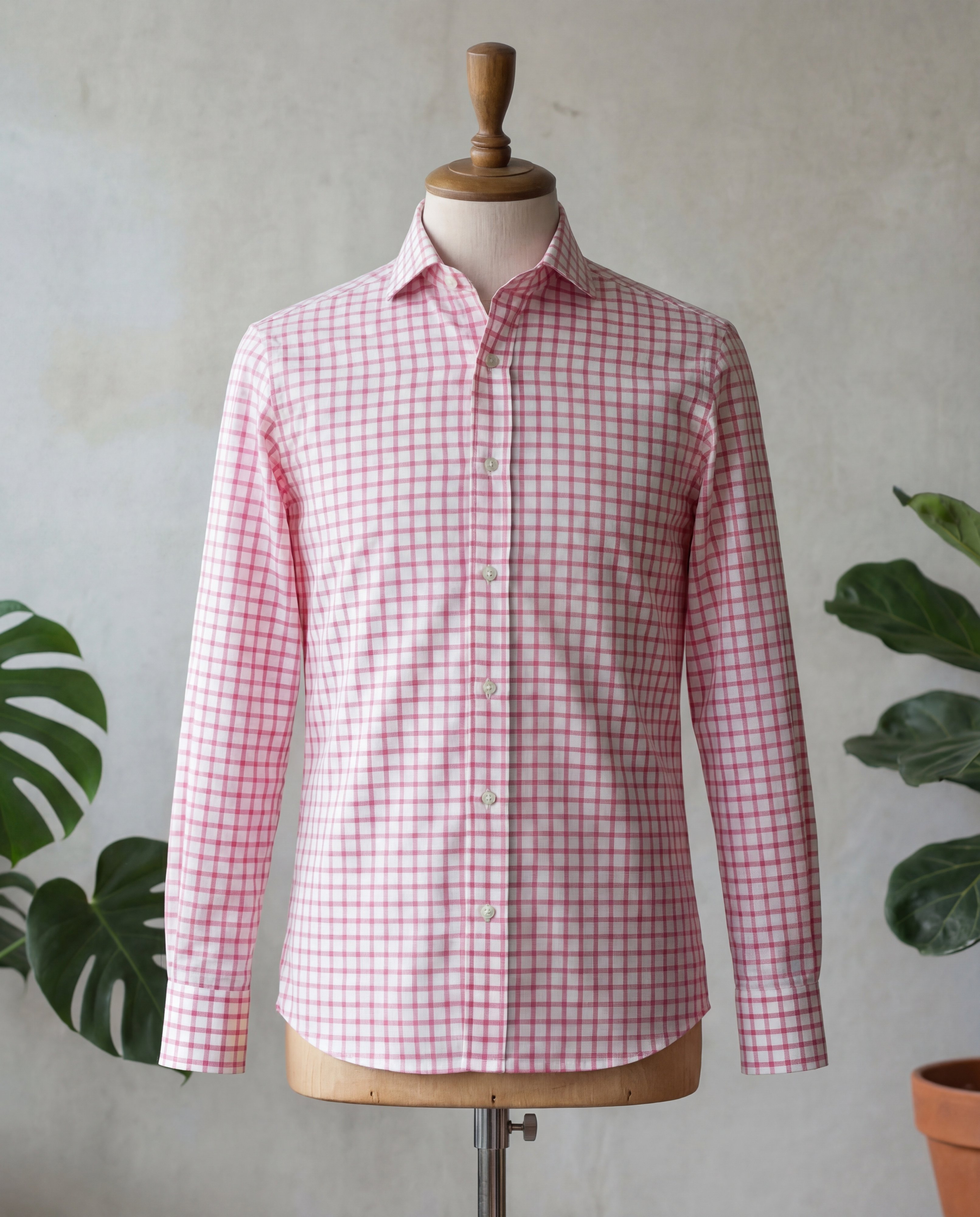Pink Windowpane Cotton Shirt