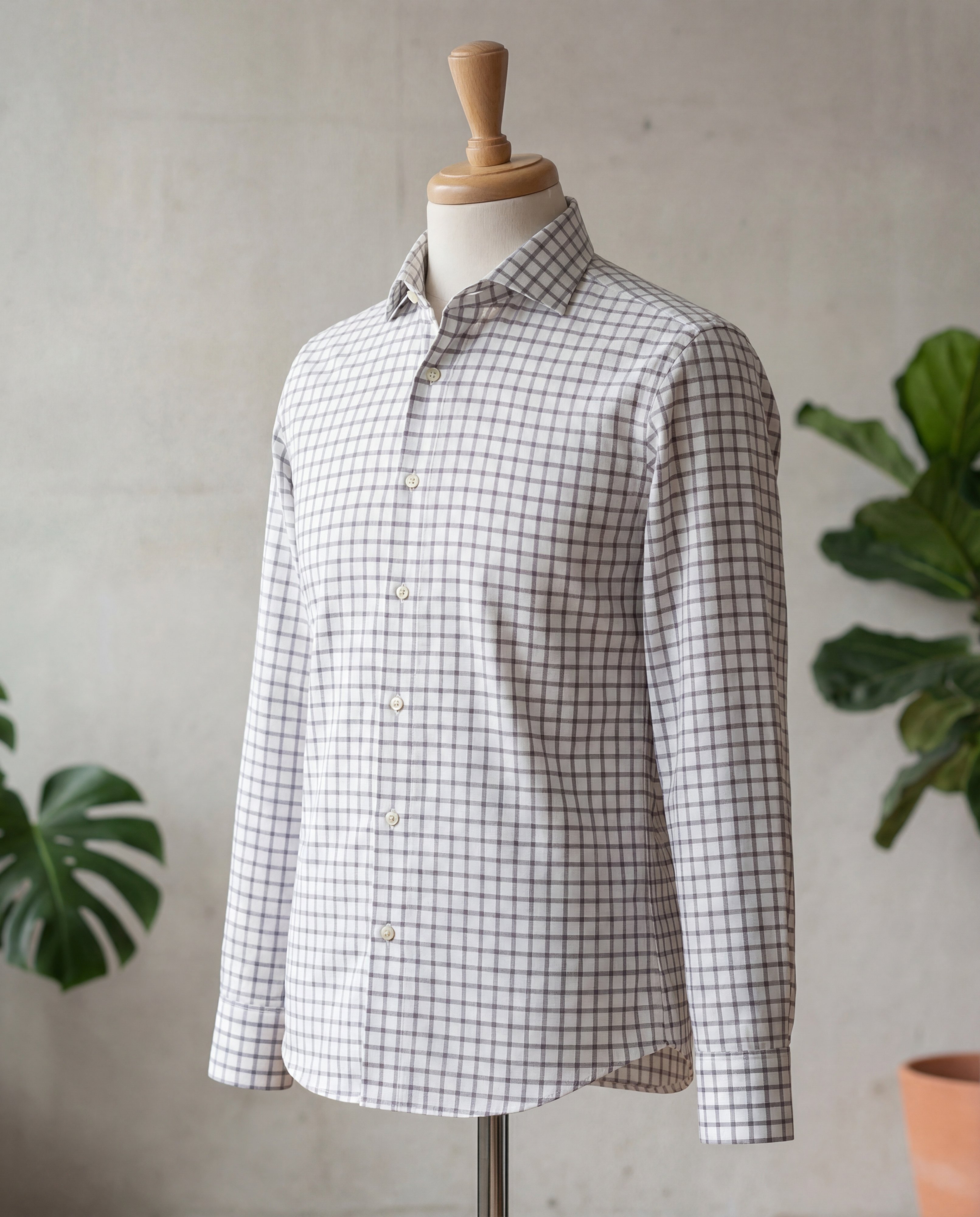 Grey Windowpane Cotton Shirt