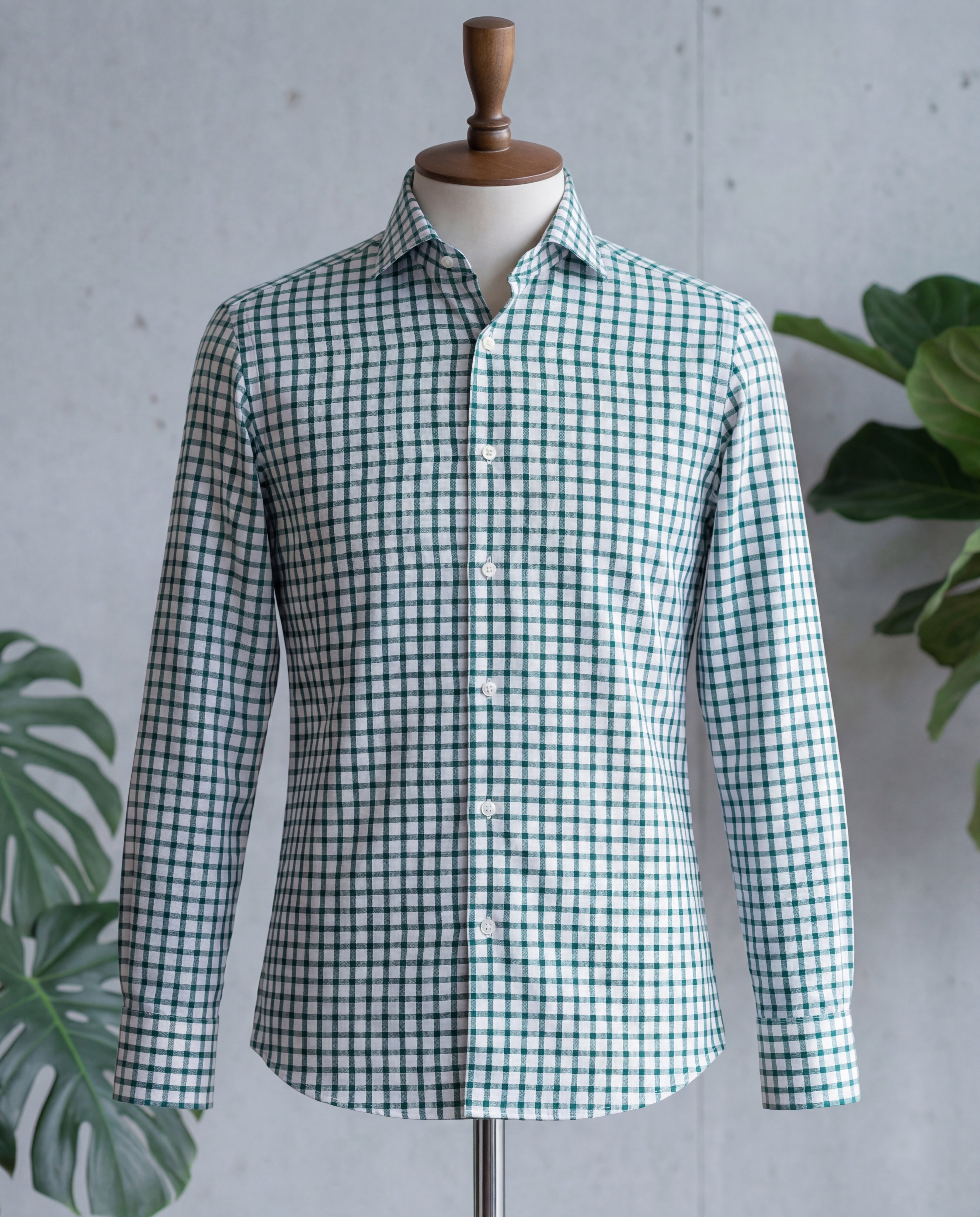 Green Windowpane Cotton Shirt
