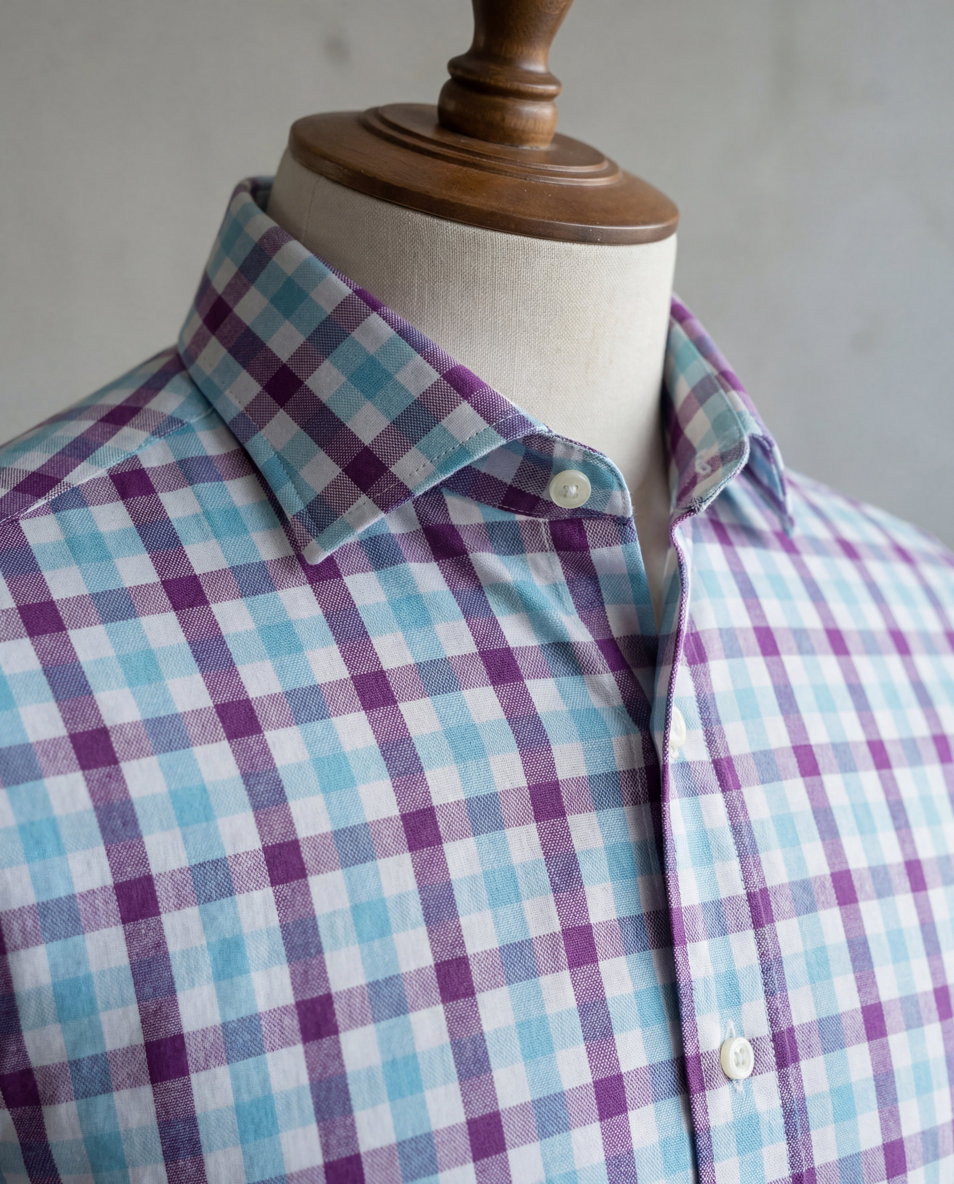 Purple & Aqua Plaid Cotton Shirt