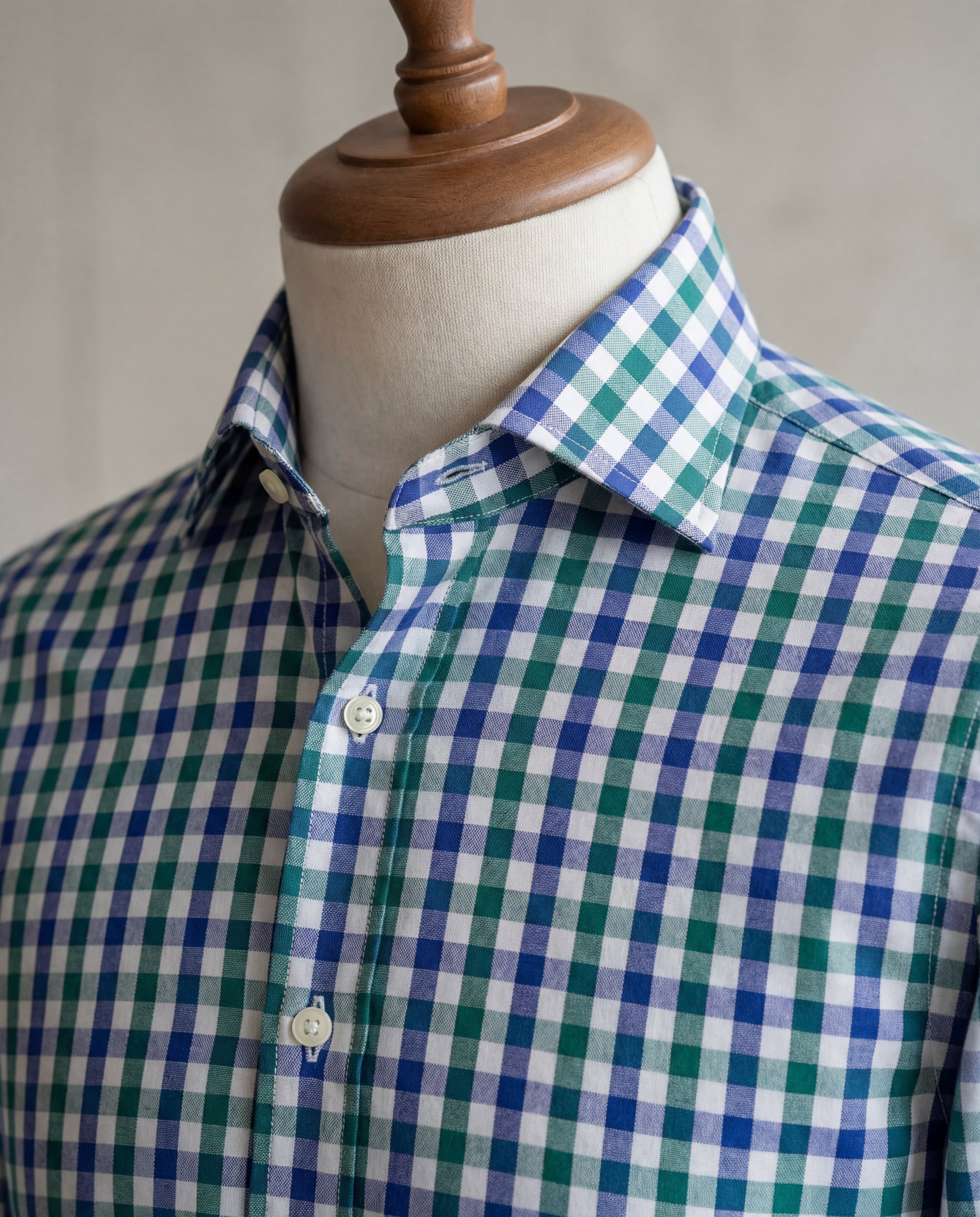 Green & Blue Plaid Cotton Shirt