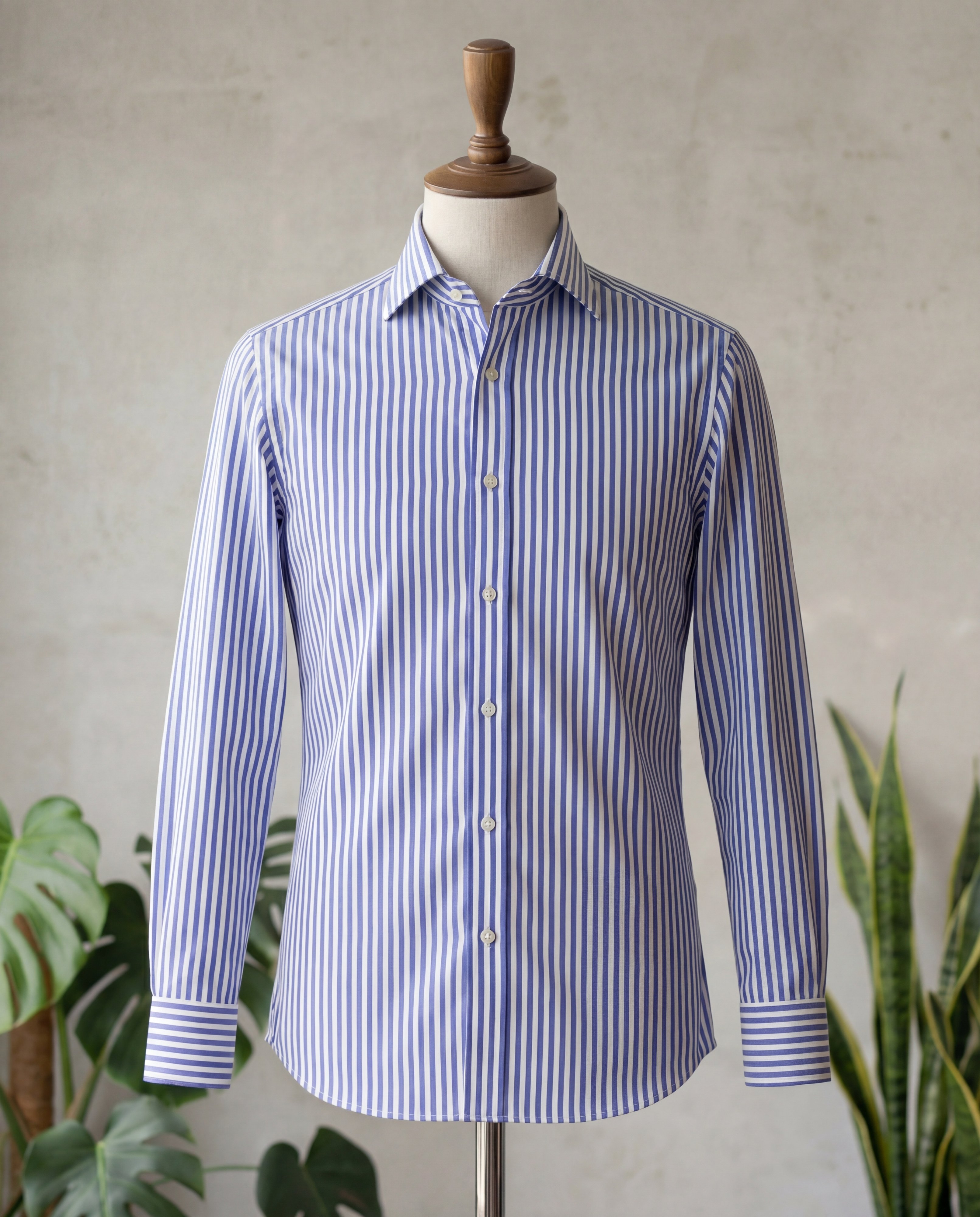 Royal Blue Awning Stripe Cotton Shirt