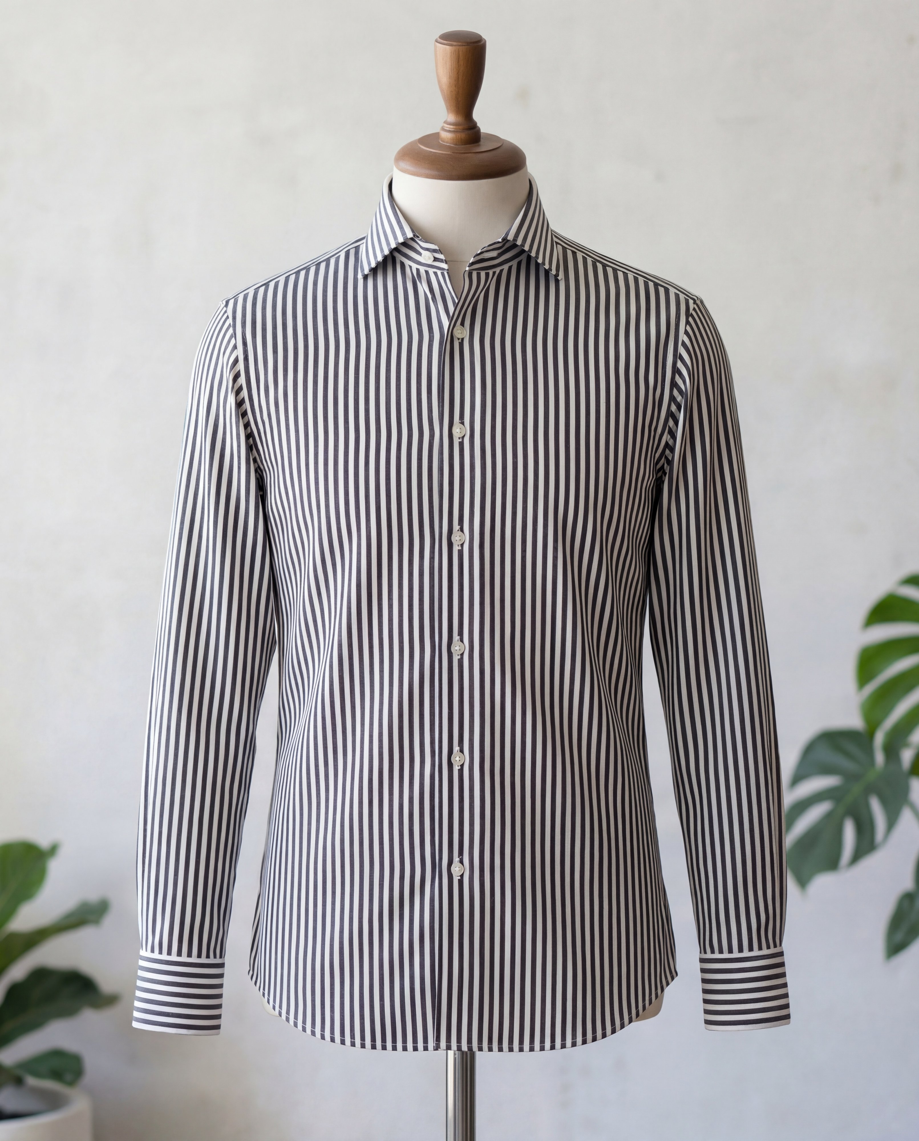 Black Awning Stripe Cotton Shirt