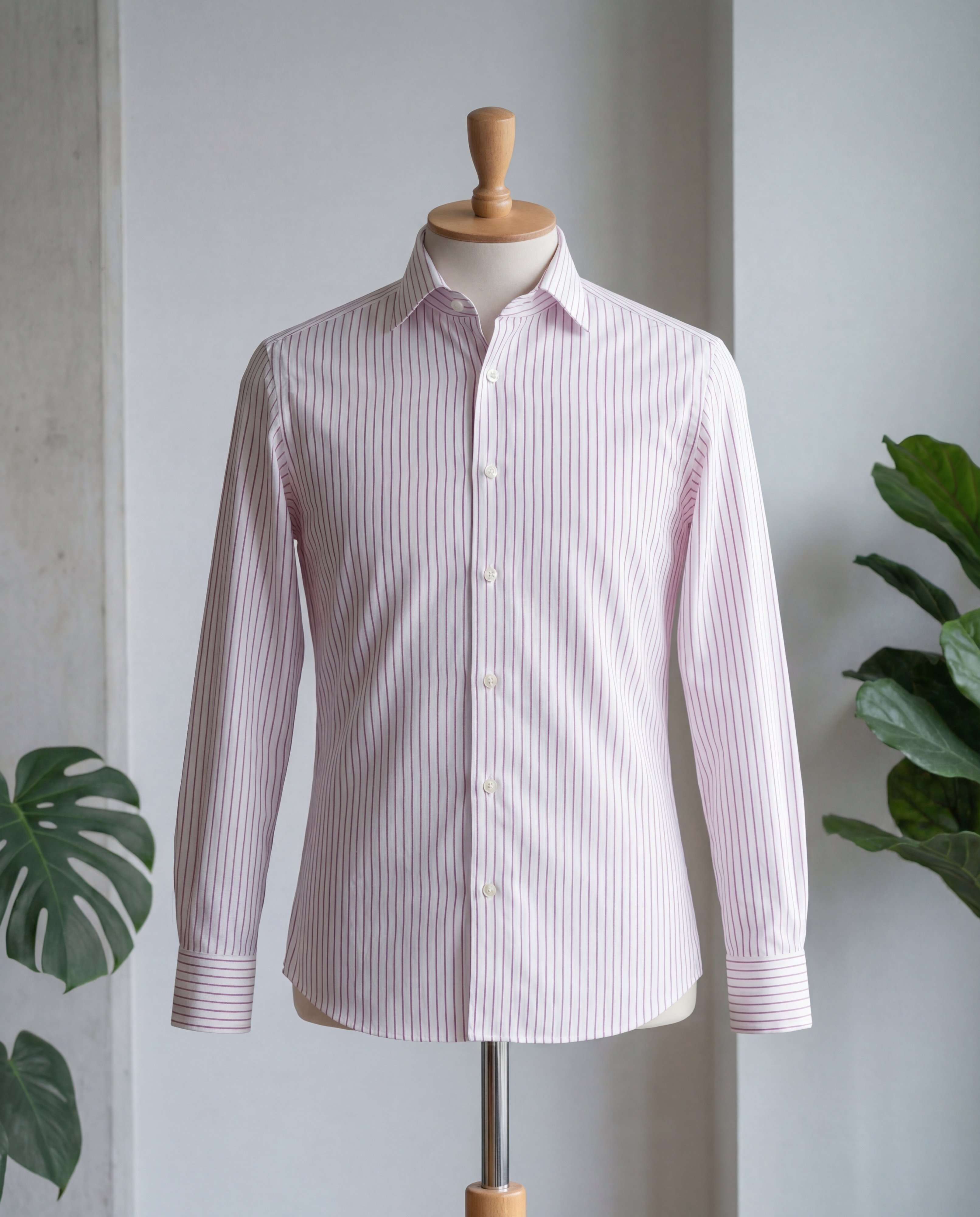 Red Pinstripe Cotton Shirt