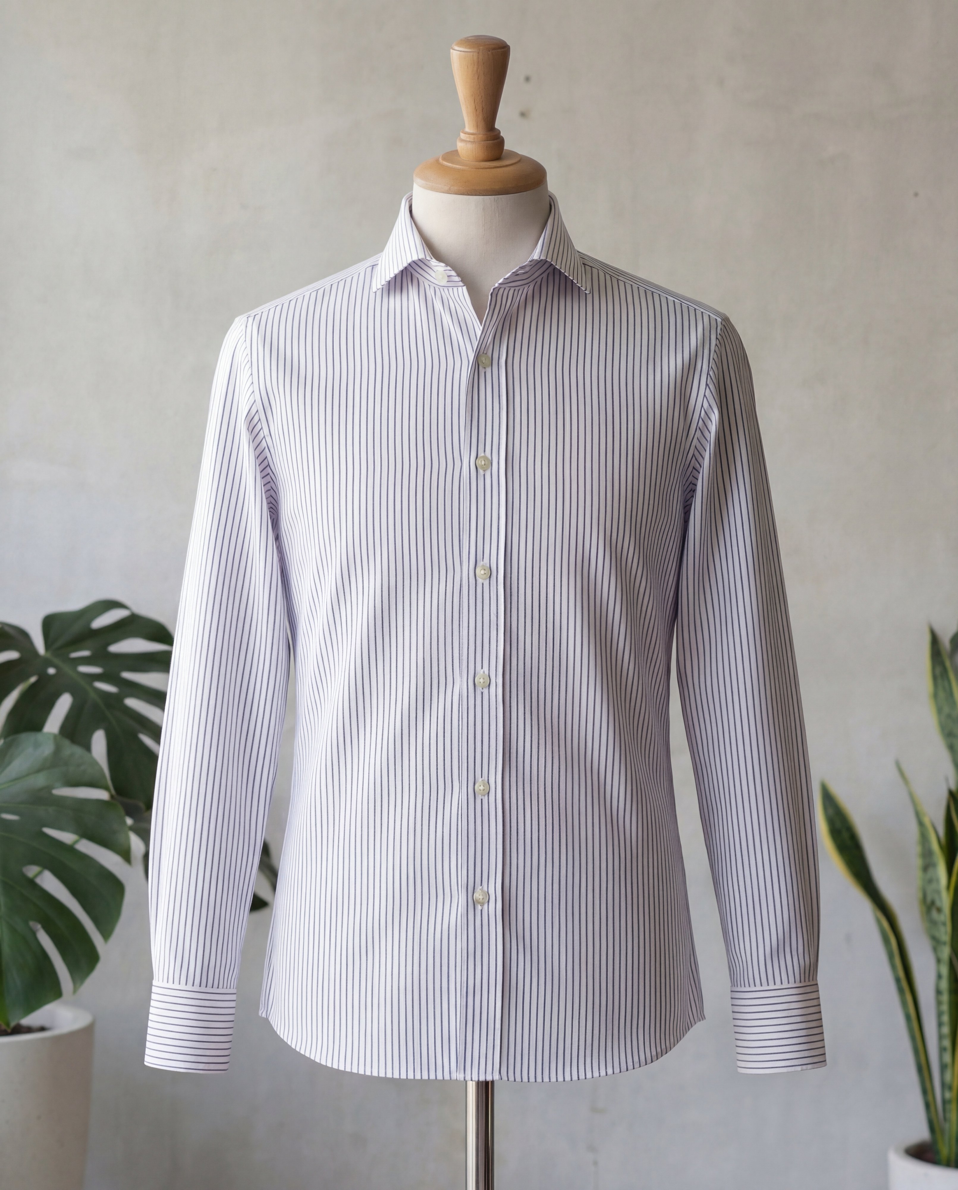 Navy Pinstripe Cotton Shirt