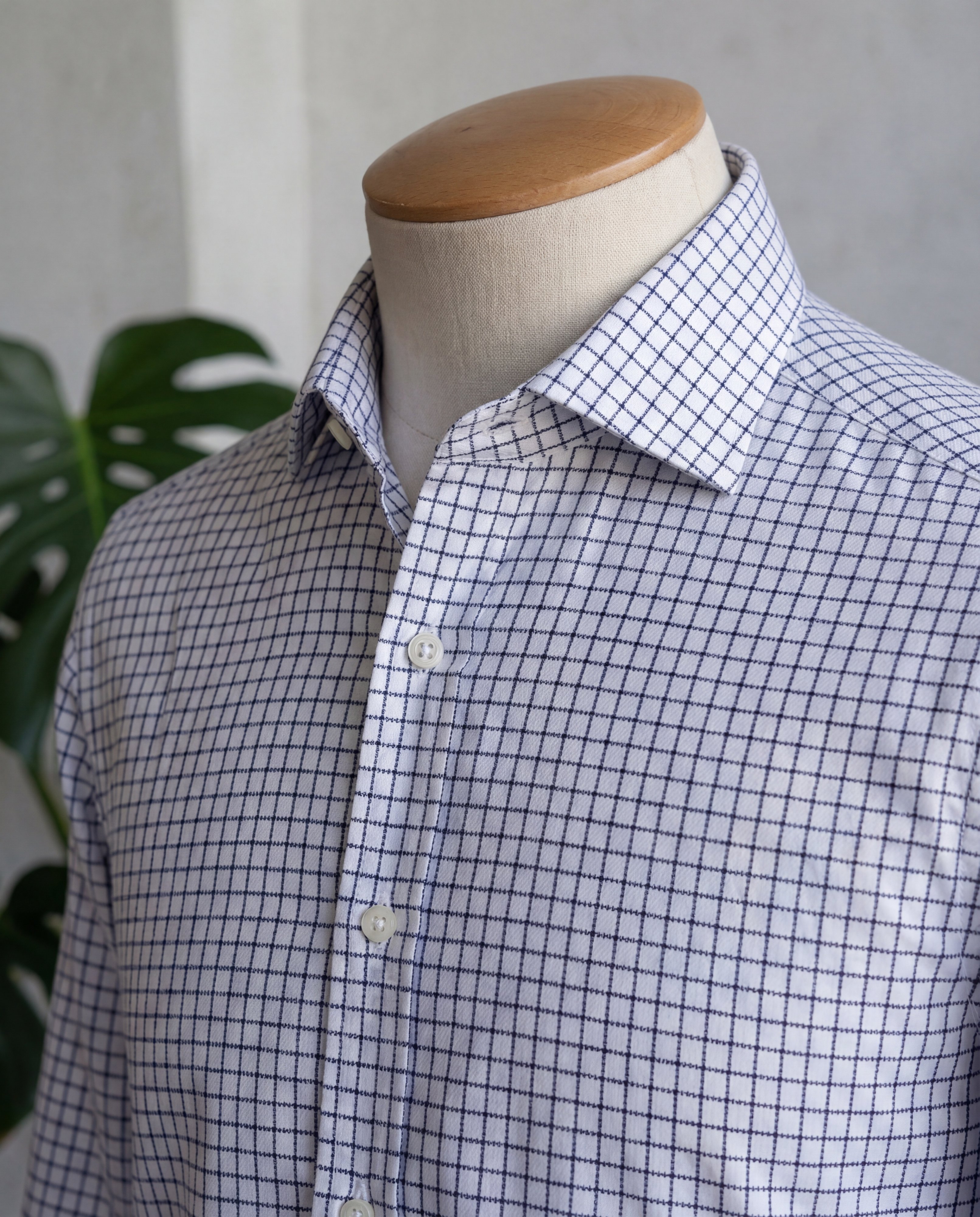 Navy Tattersall Cotton Shirt