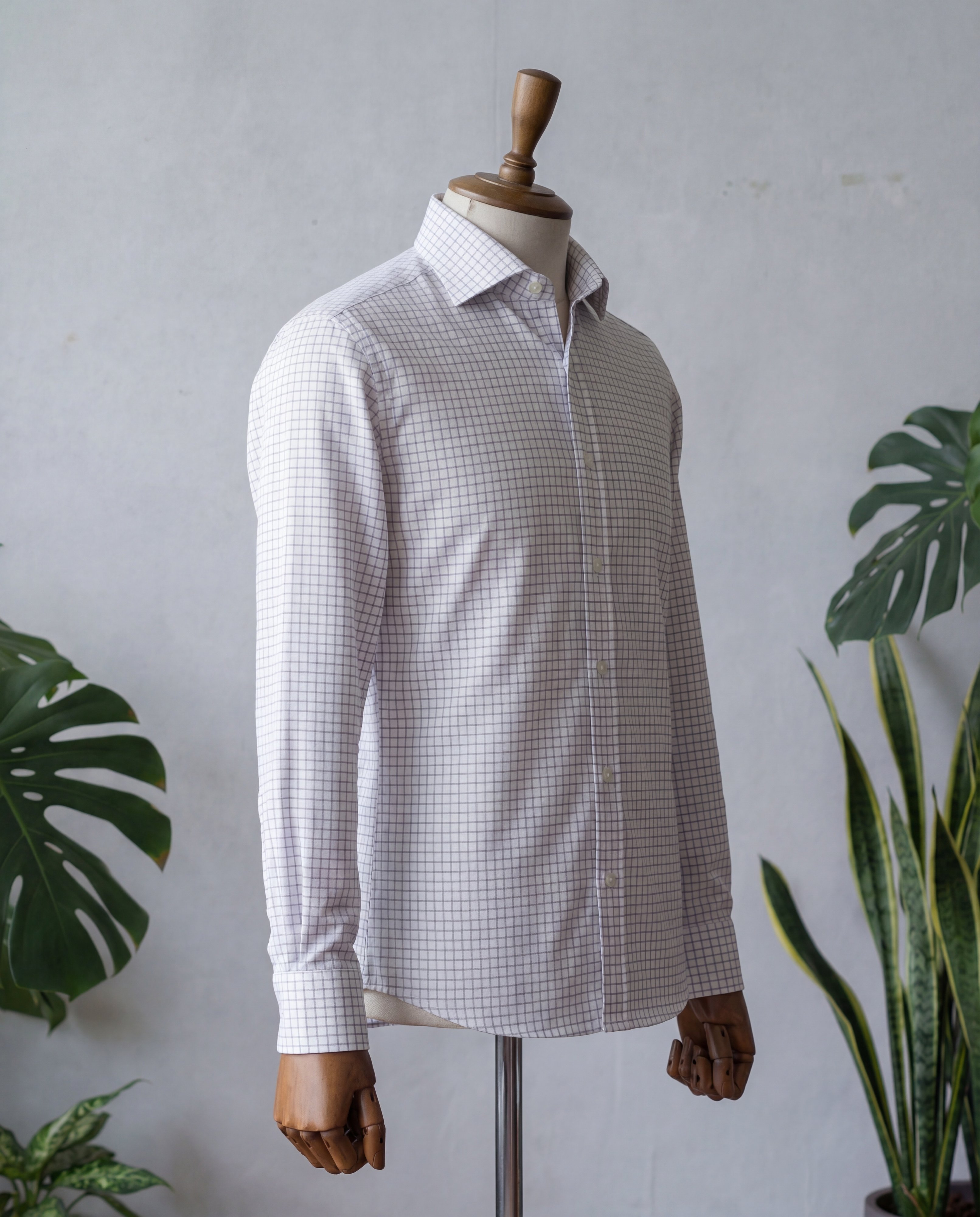 Grey Tattersall Cotton Shirt